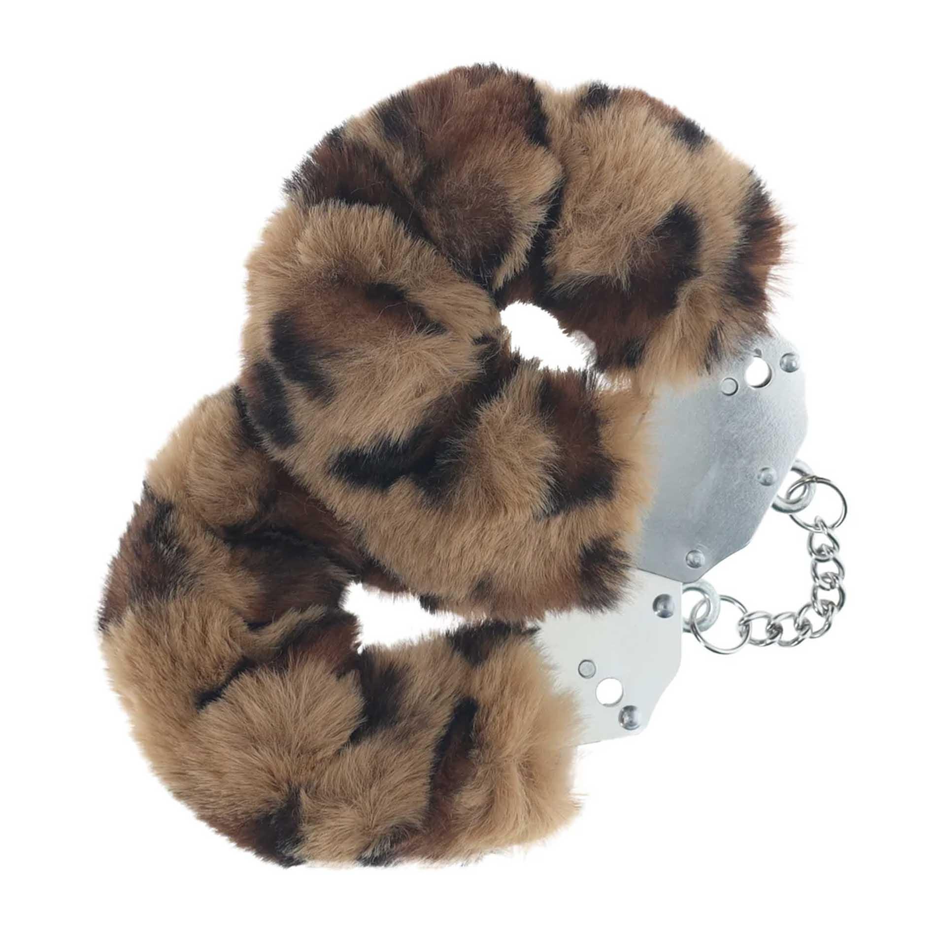 Kajdanki Ouch! Heavy-duty Fluffy Handcuffs (lampart)