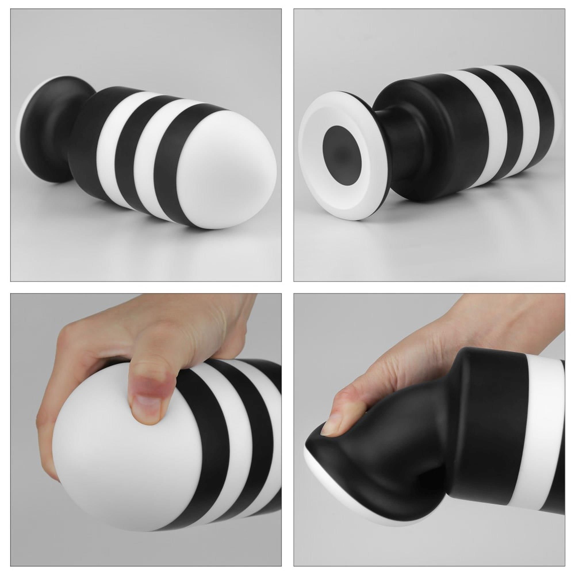 Korek analny LoveToy X-Missioner, 19,5 cm (czarny-biały)