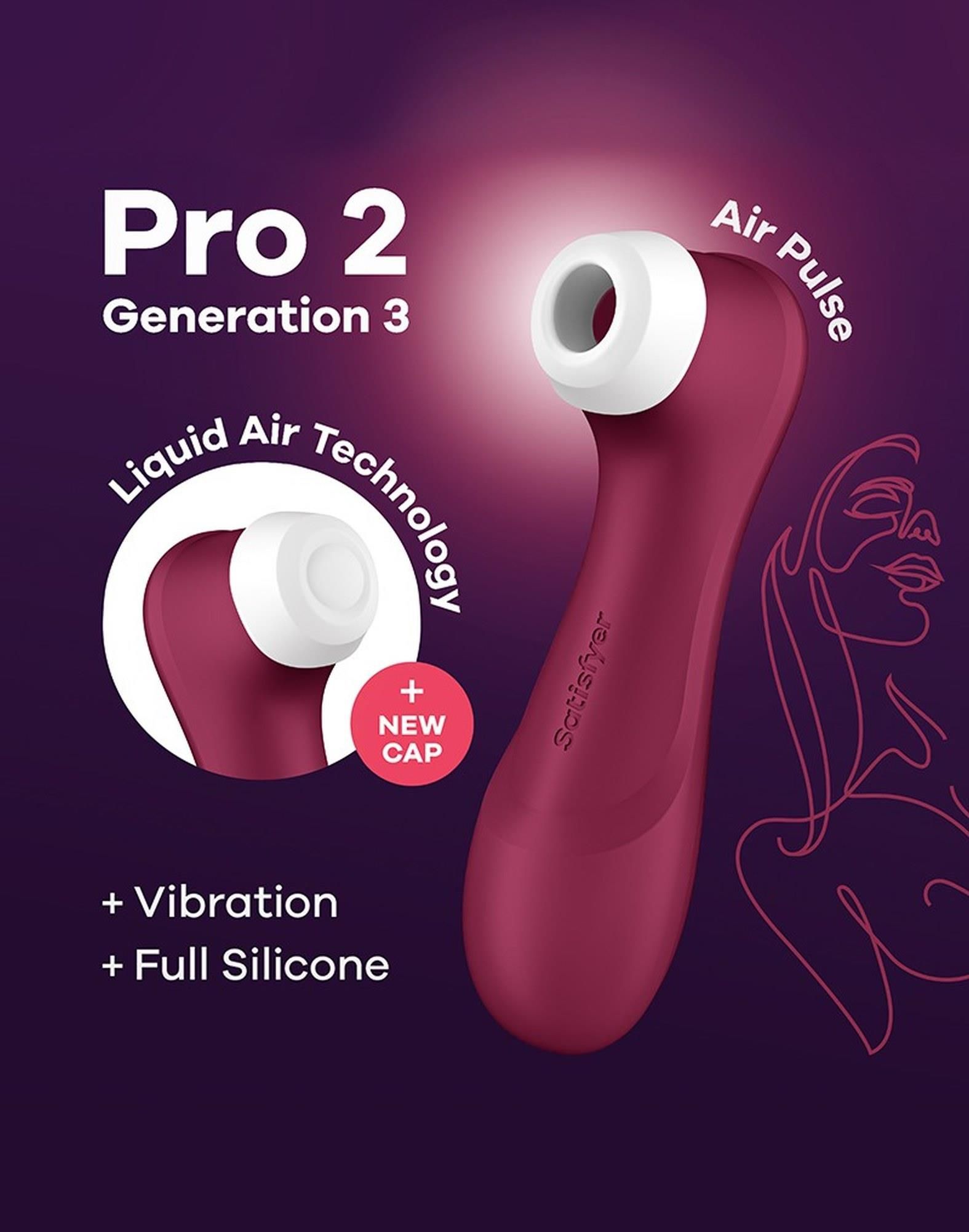 Вакуумний стимулятор клітора з вібрацією Satisfyer Pro 2 Generation 3 with Liquid Air (вишневий)