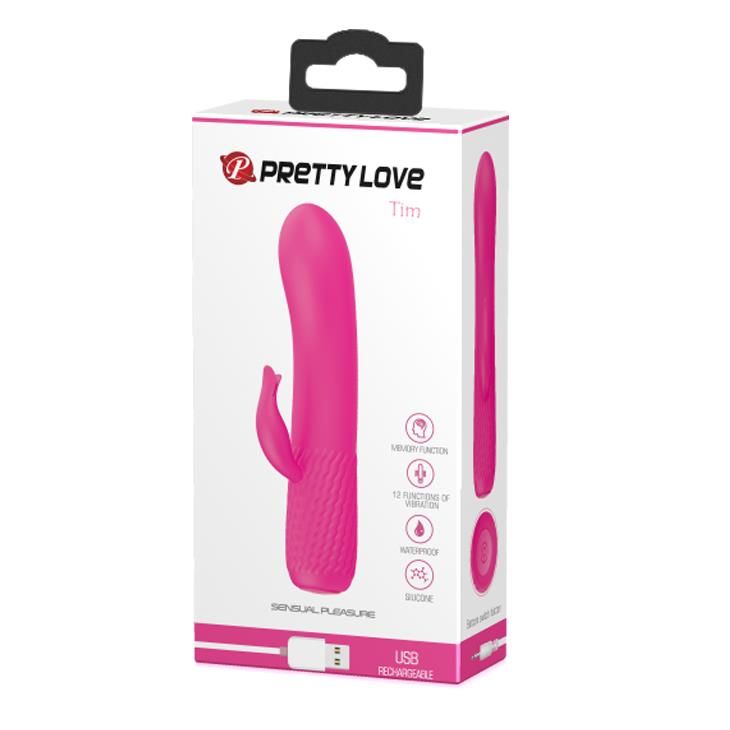 Вибратор-кролик Pretty Love Tim Pink, 15 см (розовый)