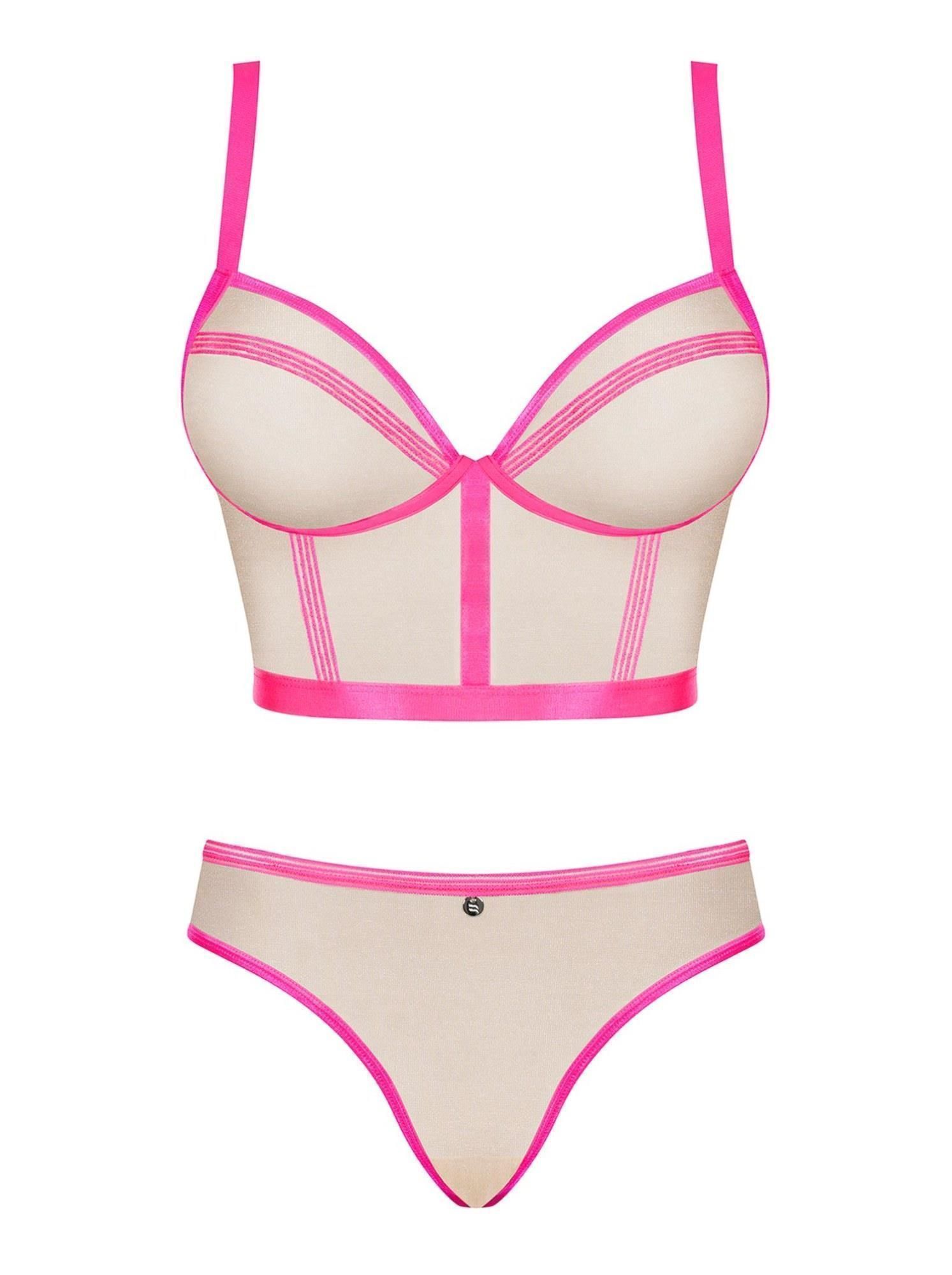 Комплект белья Obsessive Nudelia, S/M (розовый)