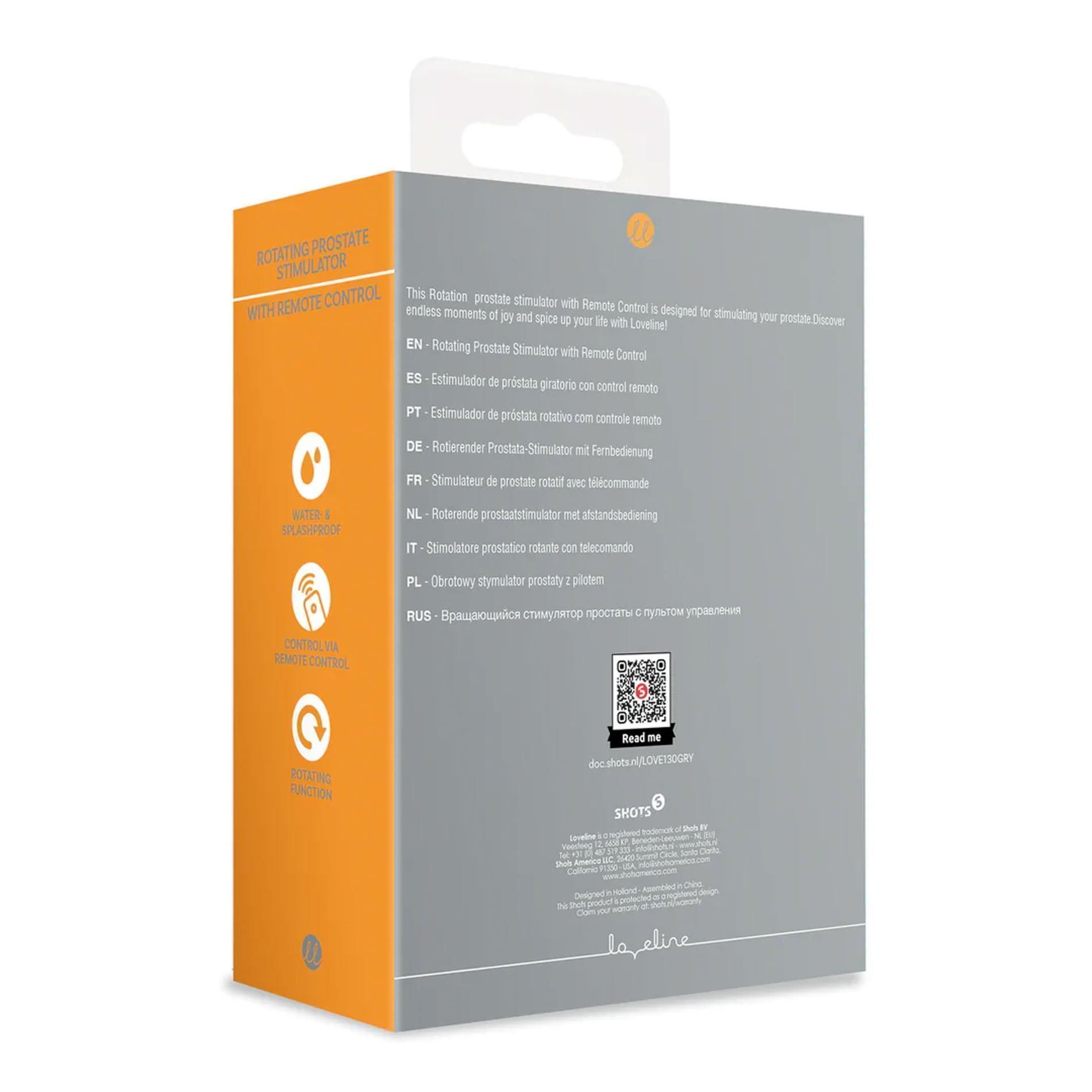 Стимулятор простаты Loveline Gotham Grey, 13.3 см (серый)