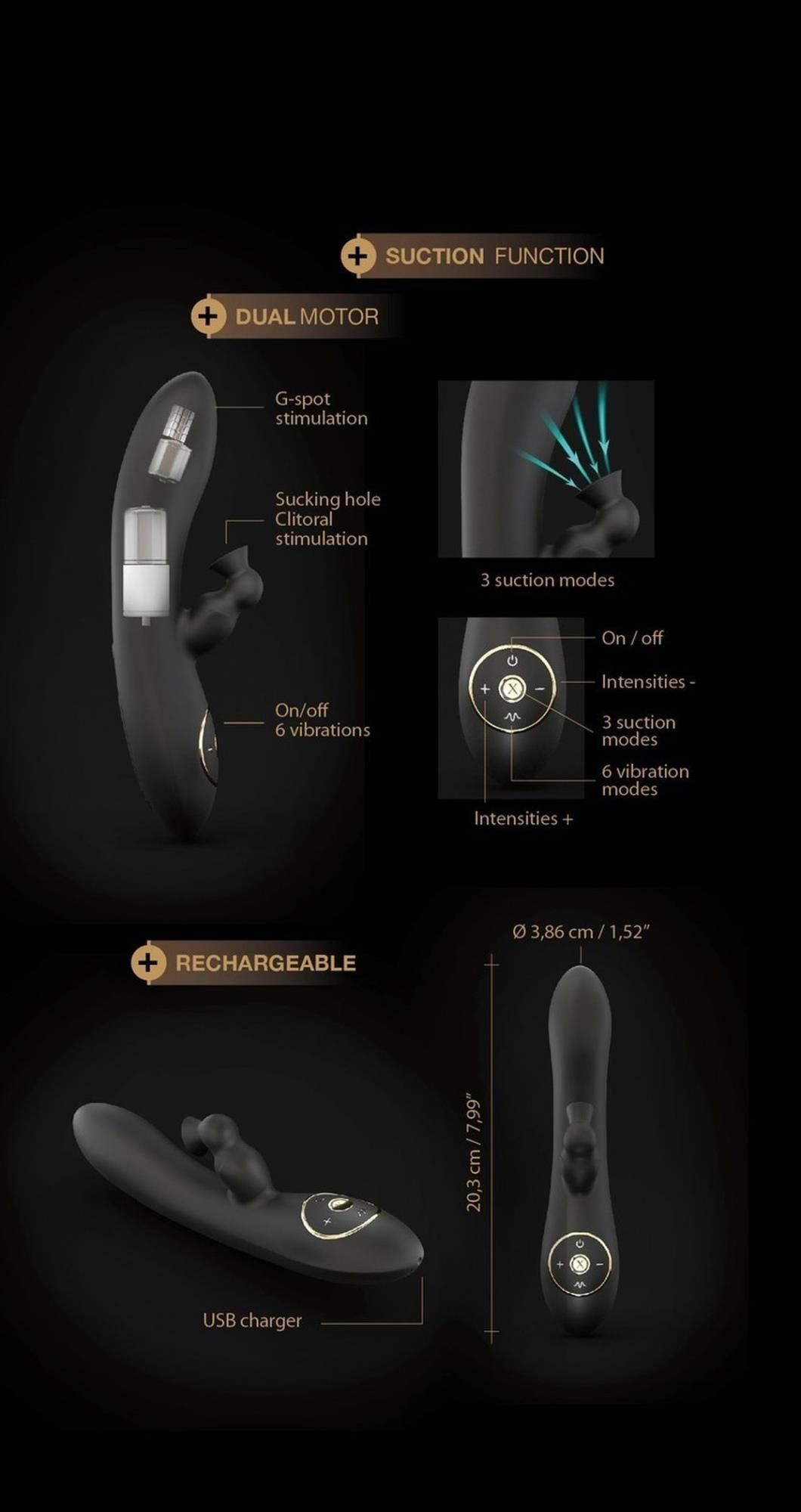 Próżniowy wibrator królik Dorcel Divine Rabbit, 20,5 cm (czarny)