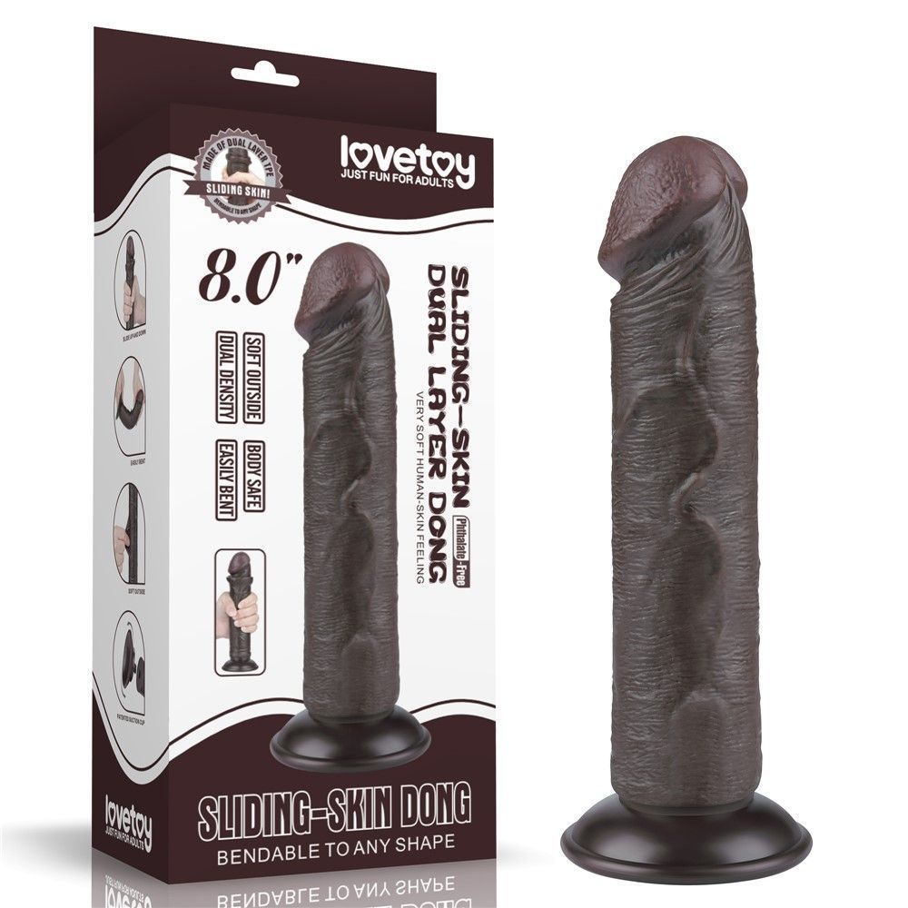 Фаллоимитатор с присоской Lovetoy Sliding-skin Dong, 20 см (черный)