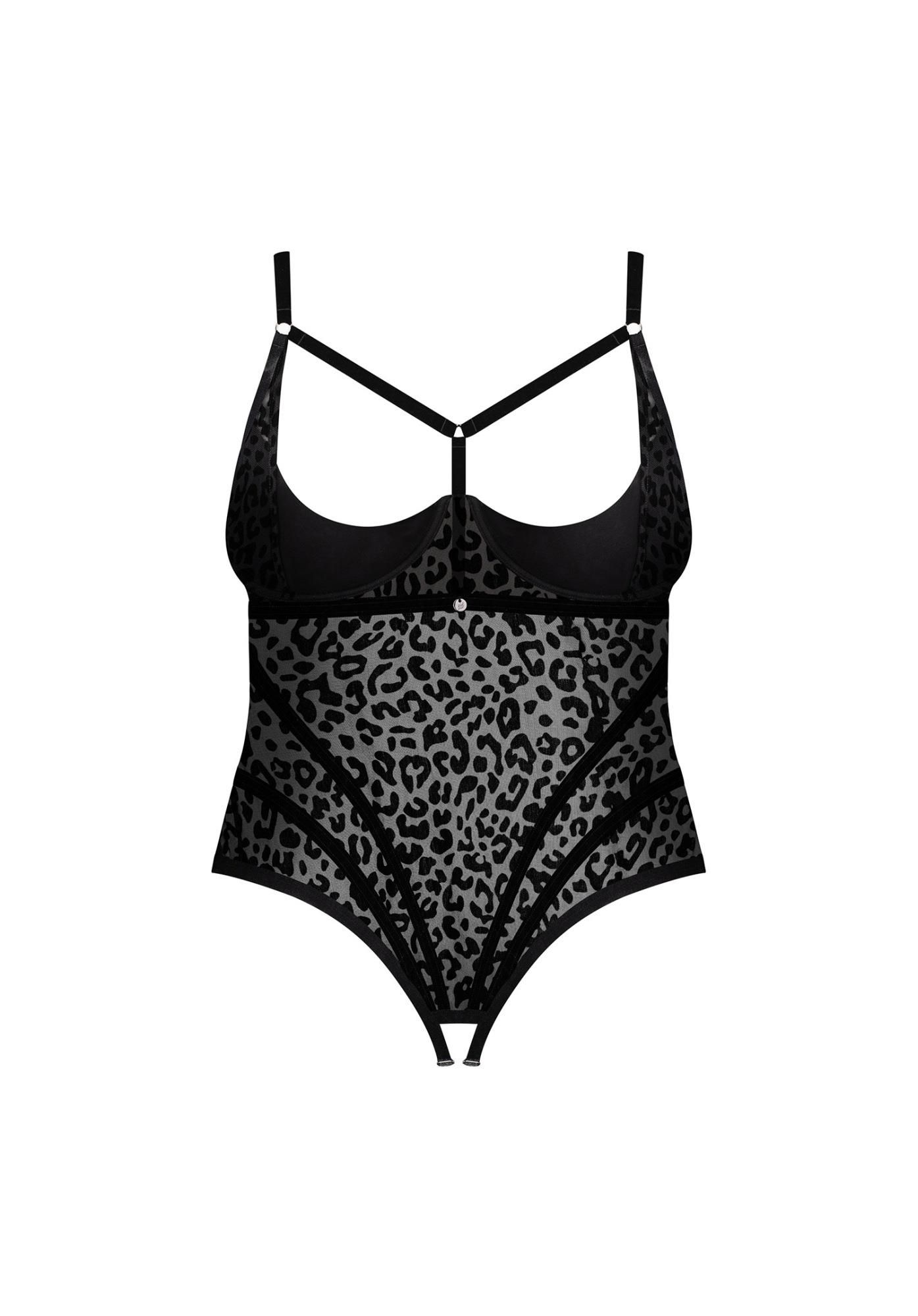 Боди Obsessive Jagueria, 4XL/5XL (черный)