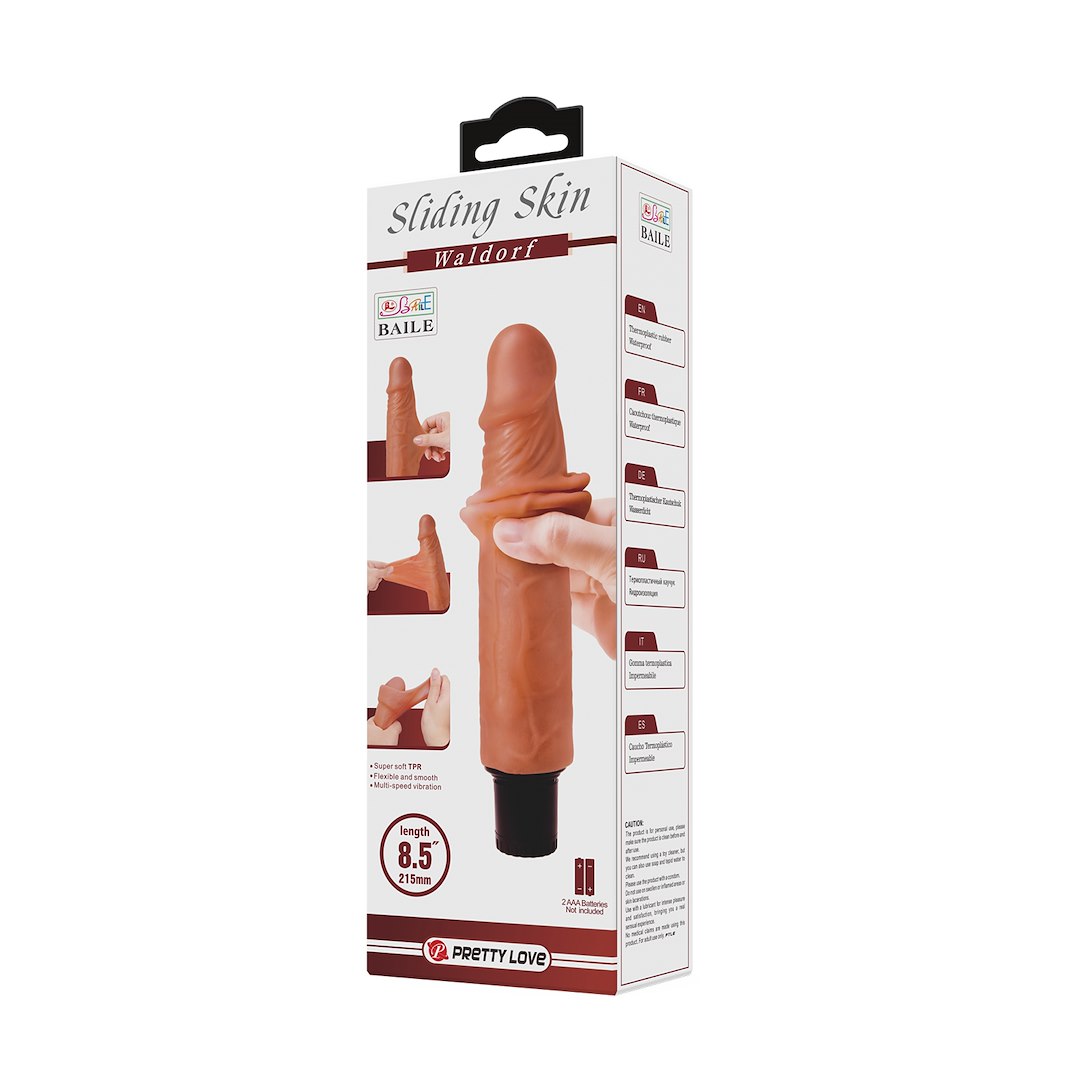Вибратор Baile Sliding Skin Waldorf 8.5", 21.5 см (коричневый)