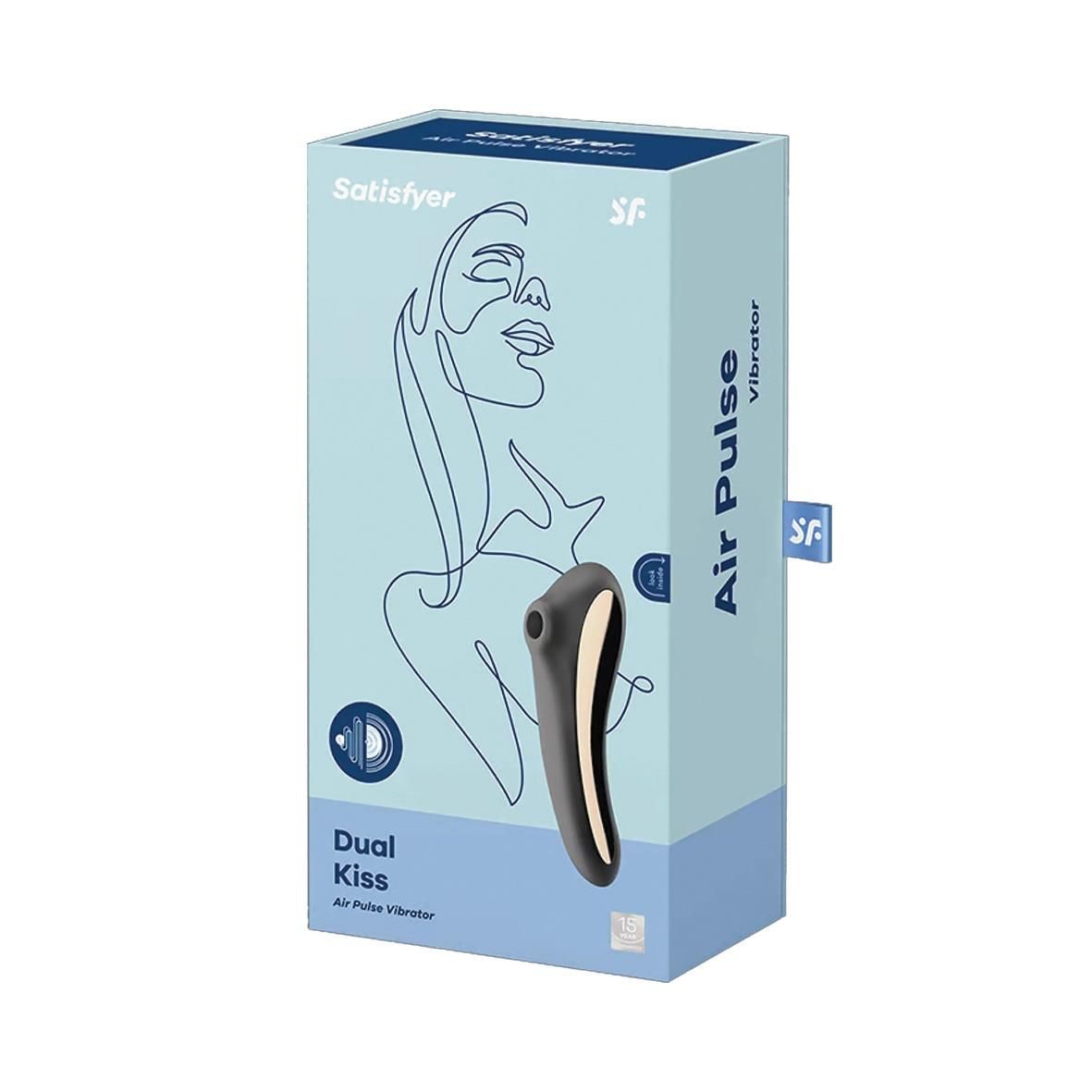 Вакуумный стимулятор клитора с вибрацией Satisfyer Dual Kiss (черный)