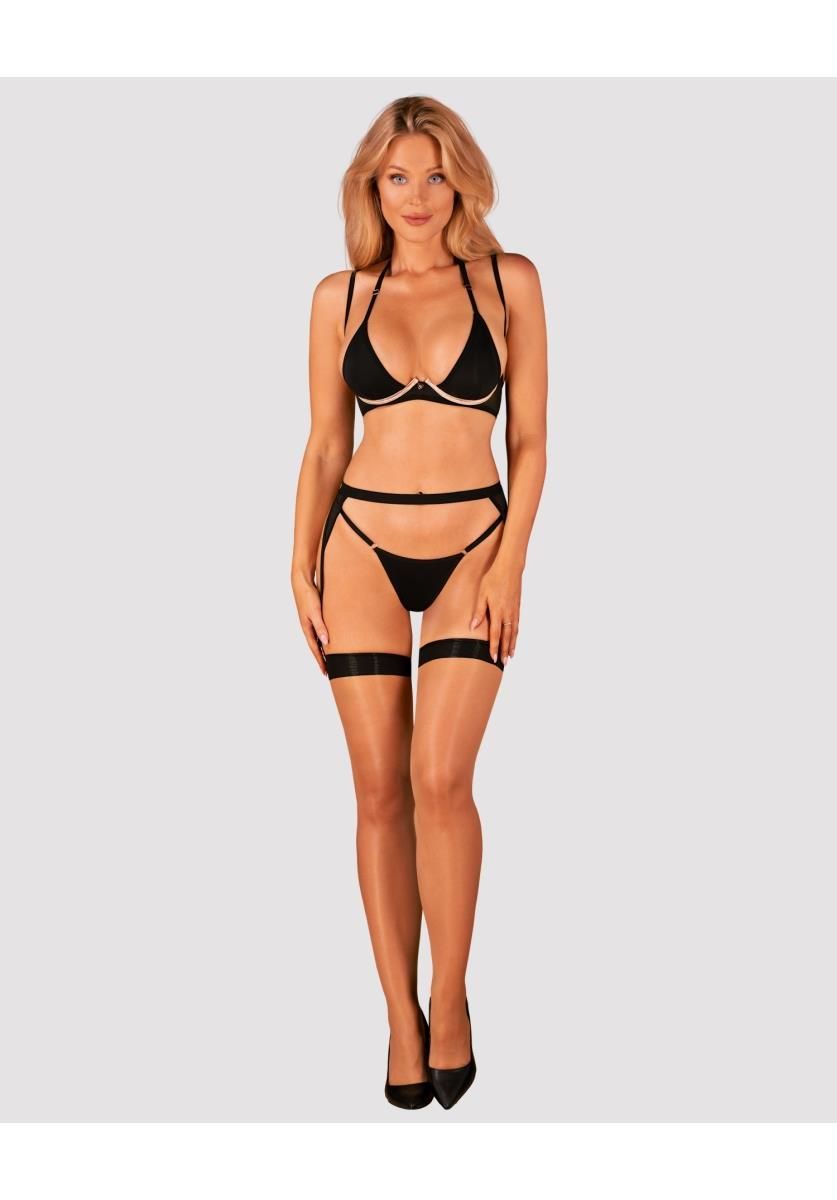 Комплект белья Obsessive Selinne, XS/S (чёрный)