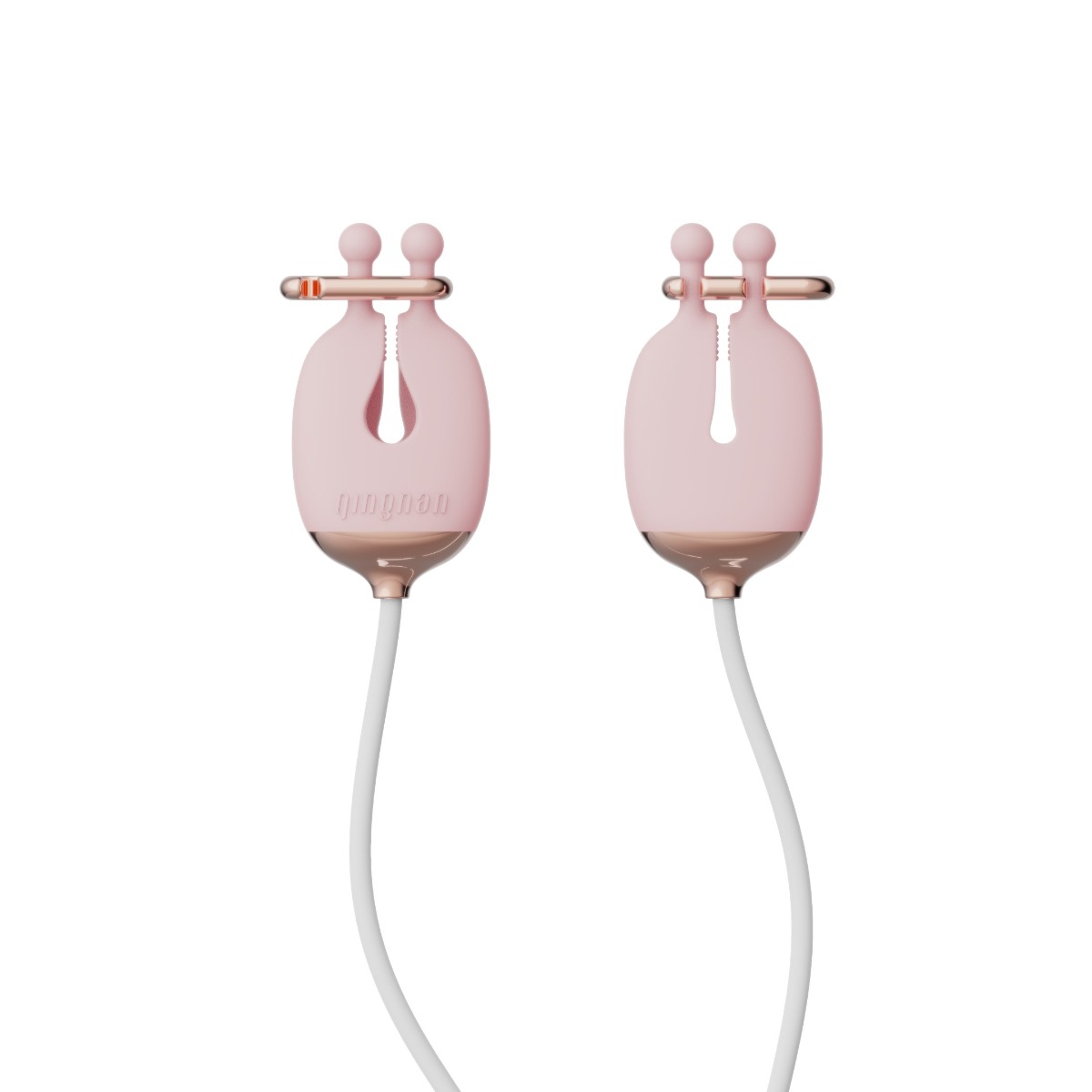 Qingnan No.2 Vibrating Nipple Clamps and Choker Set - Zaciski na sutki, Różowy, 86 cm