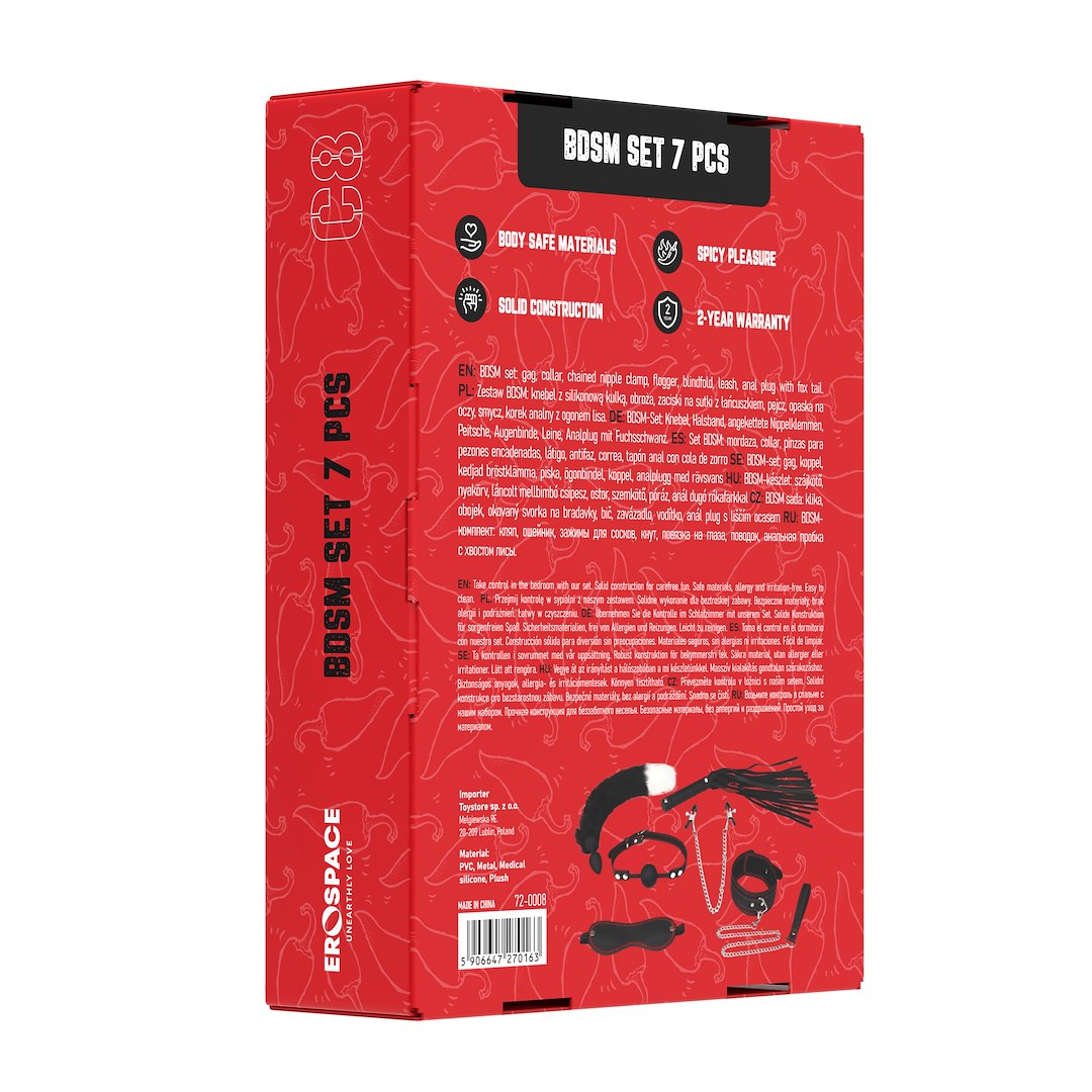 BDSM набор Erospace Wild Play C8, 7 шт (черный)