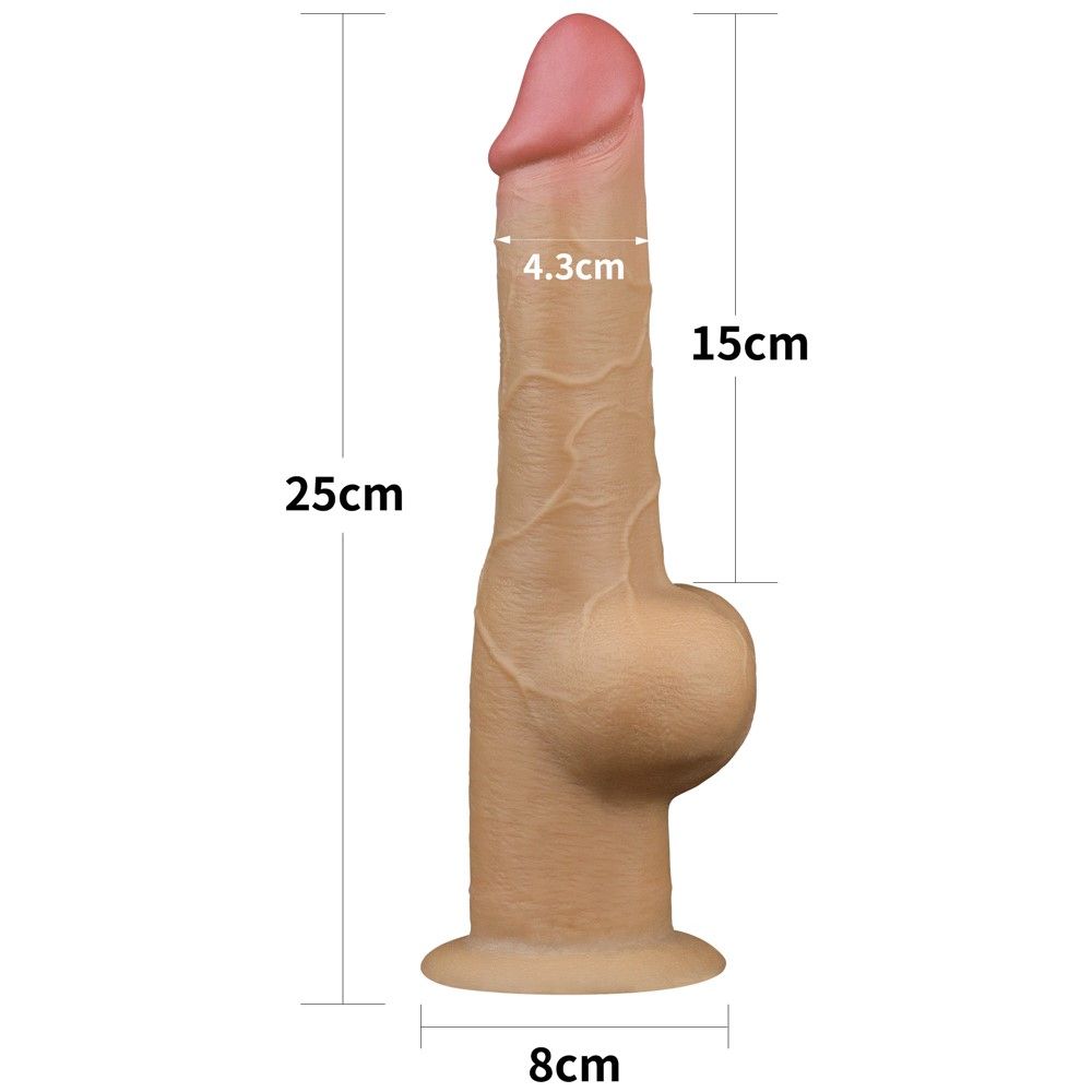 Lovetoy Dong 9.5'' Dual Layered Handle Cock - Dildo, W kolorze cielistym, 25 cm
