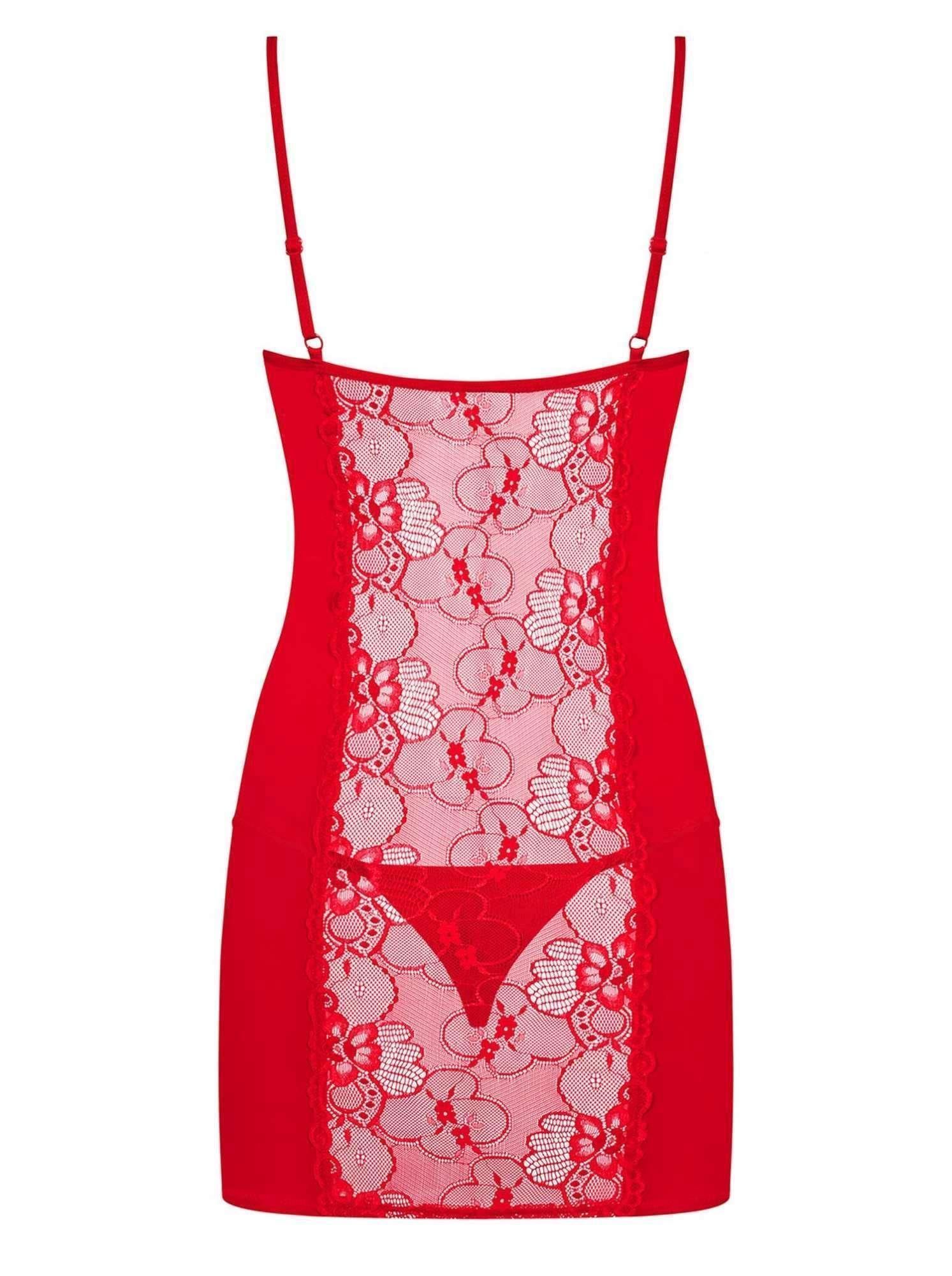 Сорочка и стринги Obsessive Heartina, S/M (красный)