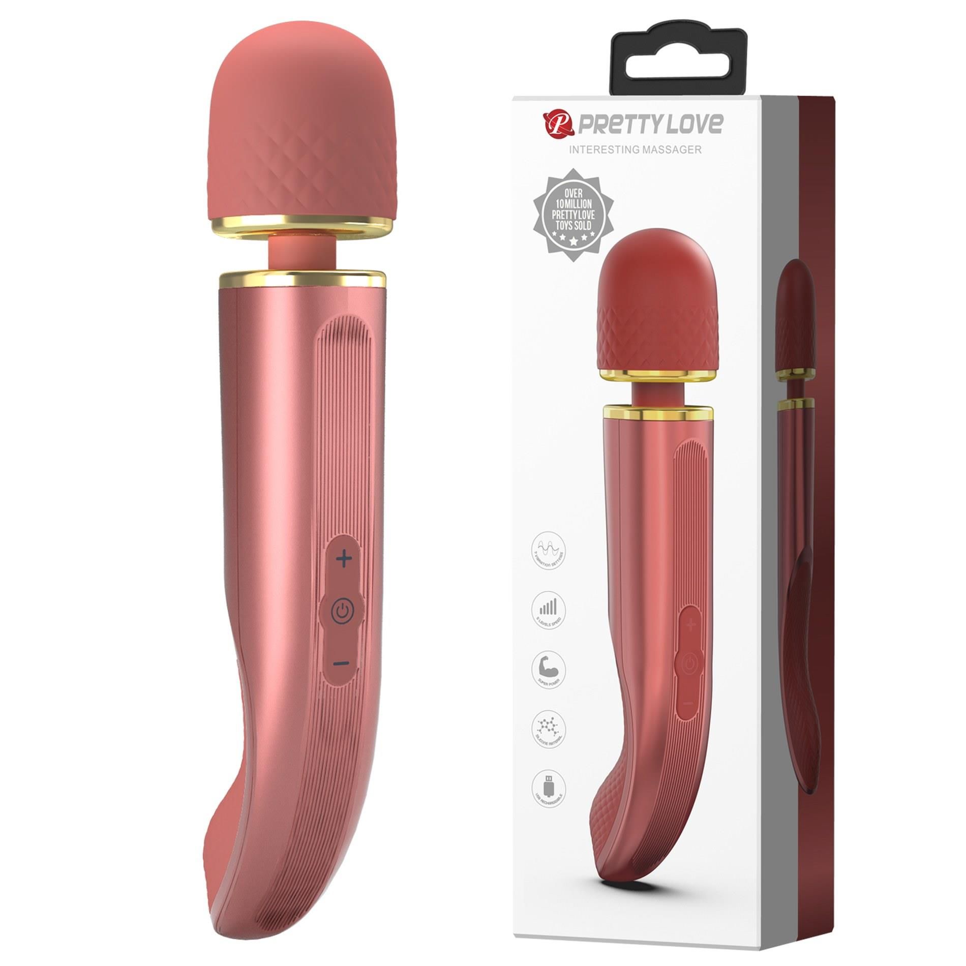 Вібромасажер Pretty Love Interesting Massager, 29 см (персиковий)