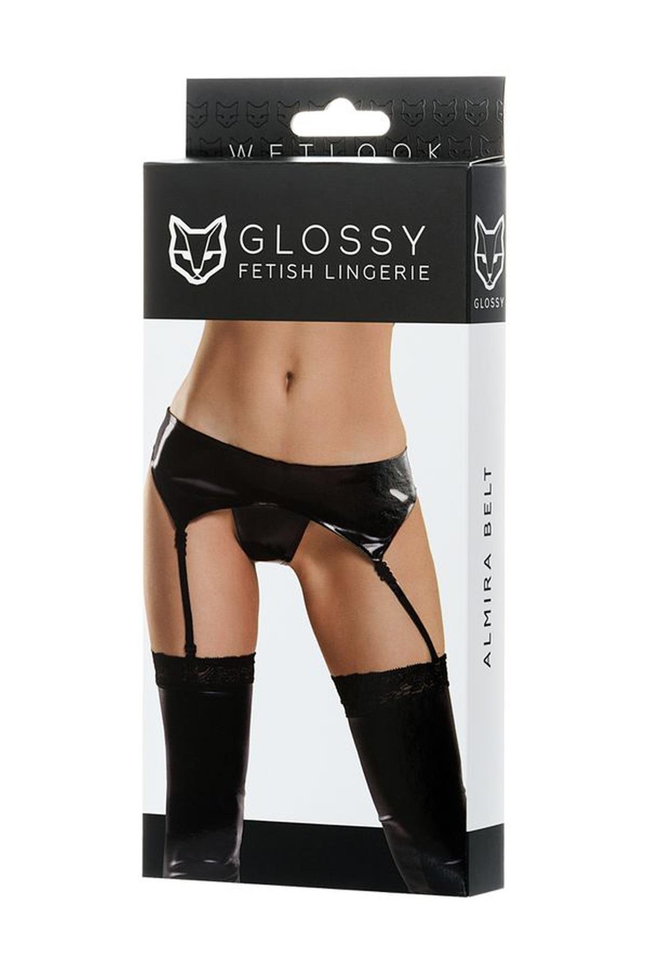 Эротический комплект Glossy Fetish Lingerie Almira, М (черный)