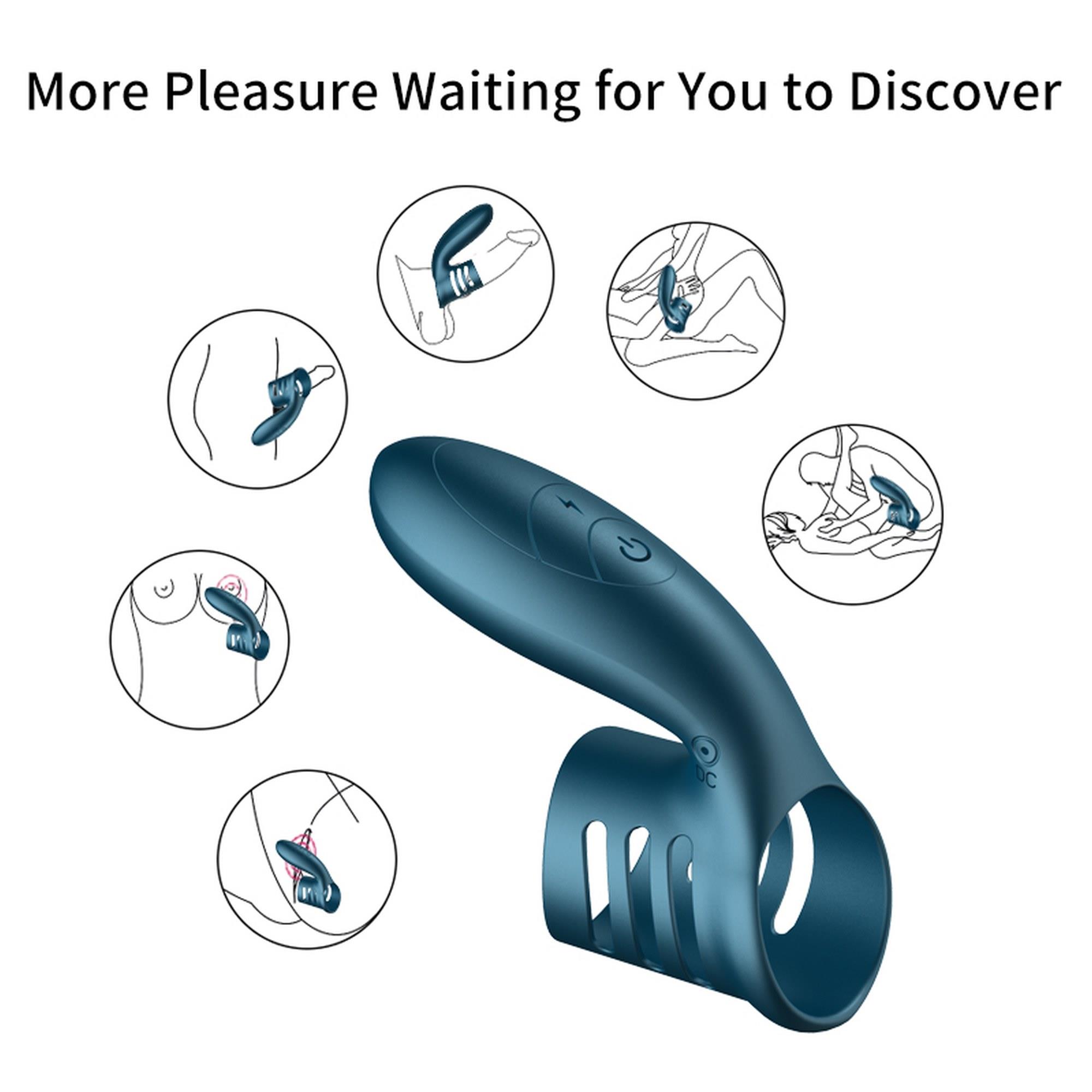 Насадка на пенис Foxshow Wibrator Silicone Ring, 11 см (синий)
