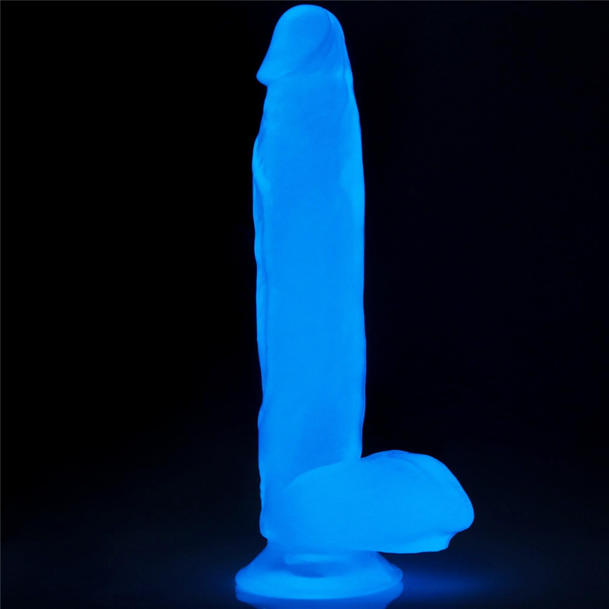 Неоновый фаллоимитатор LoveToy Lumino Play, 26 см (голубой)
