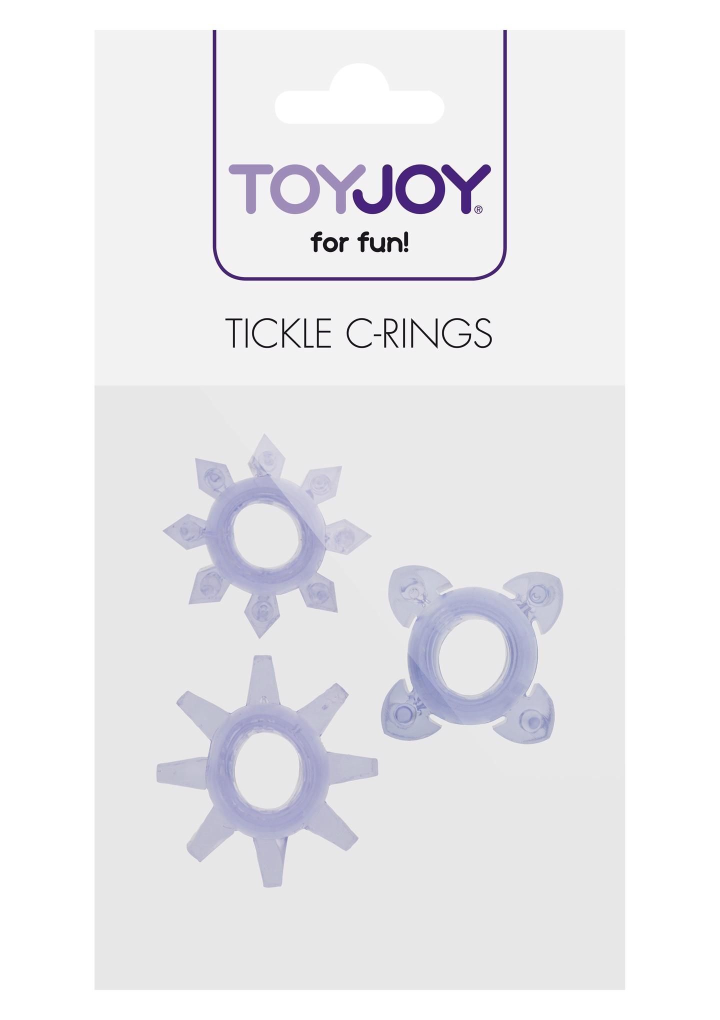 Pierścień erekcyjny ToyJoy Tickle C-Rings, 3 szt (fioletowy)