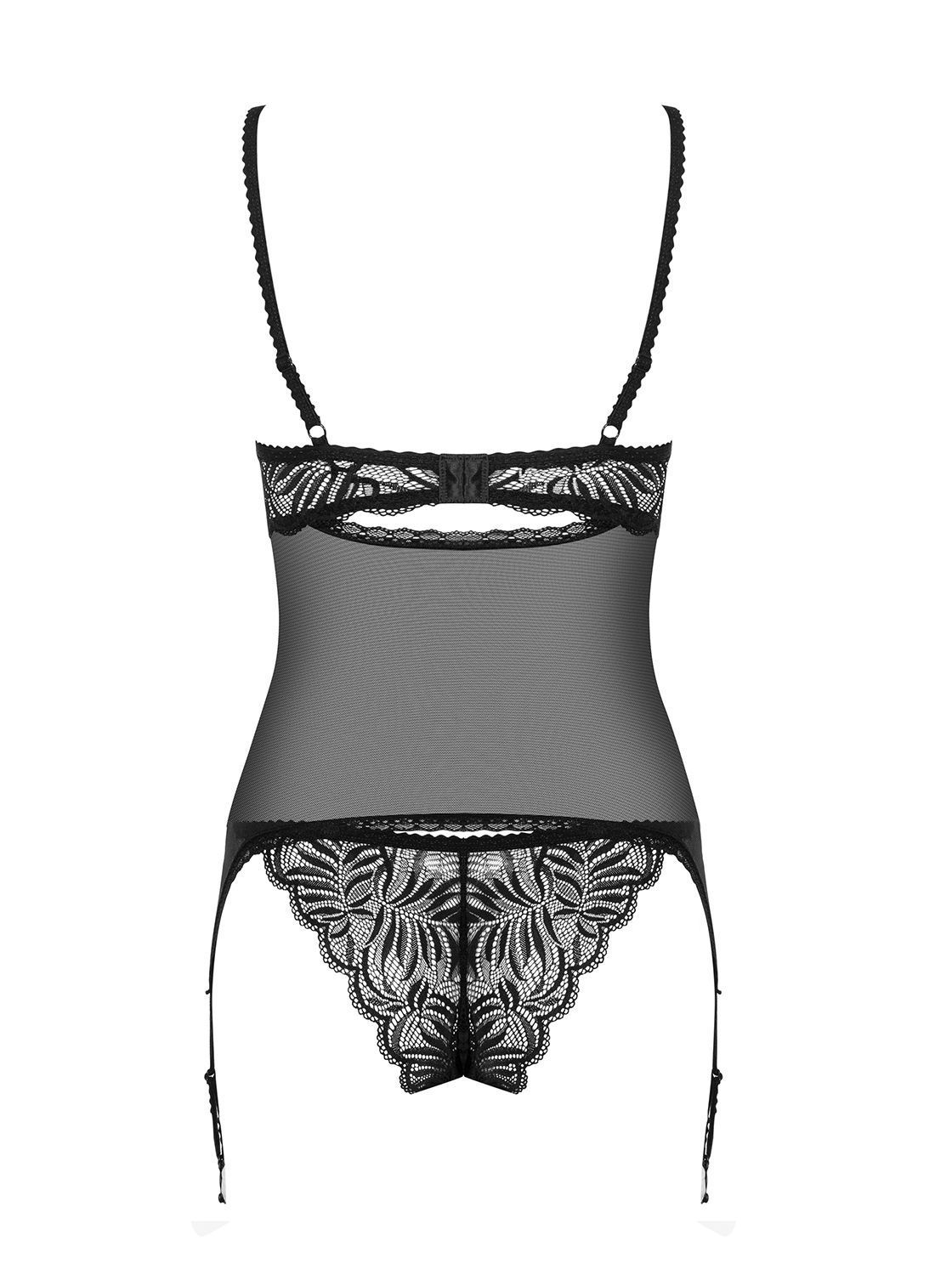 Корсет и стринги Obsessive Contica, S/M (черный)