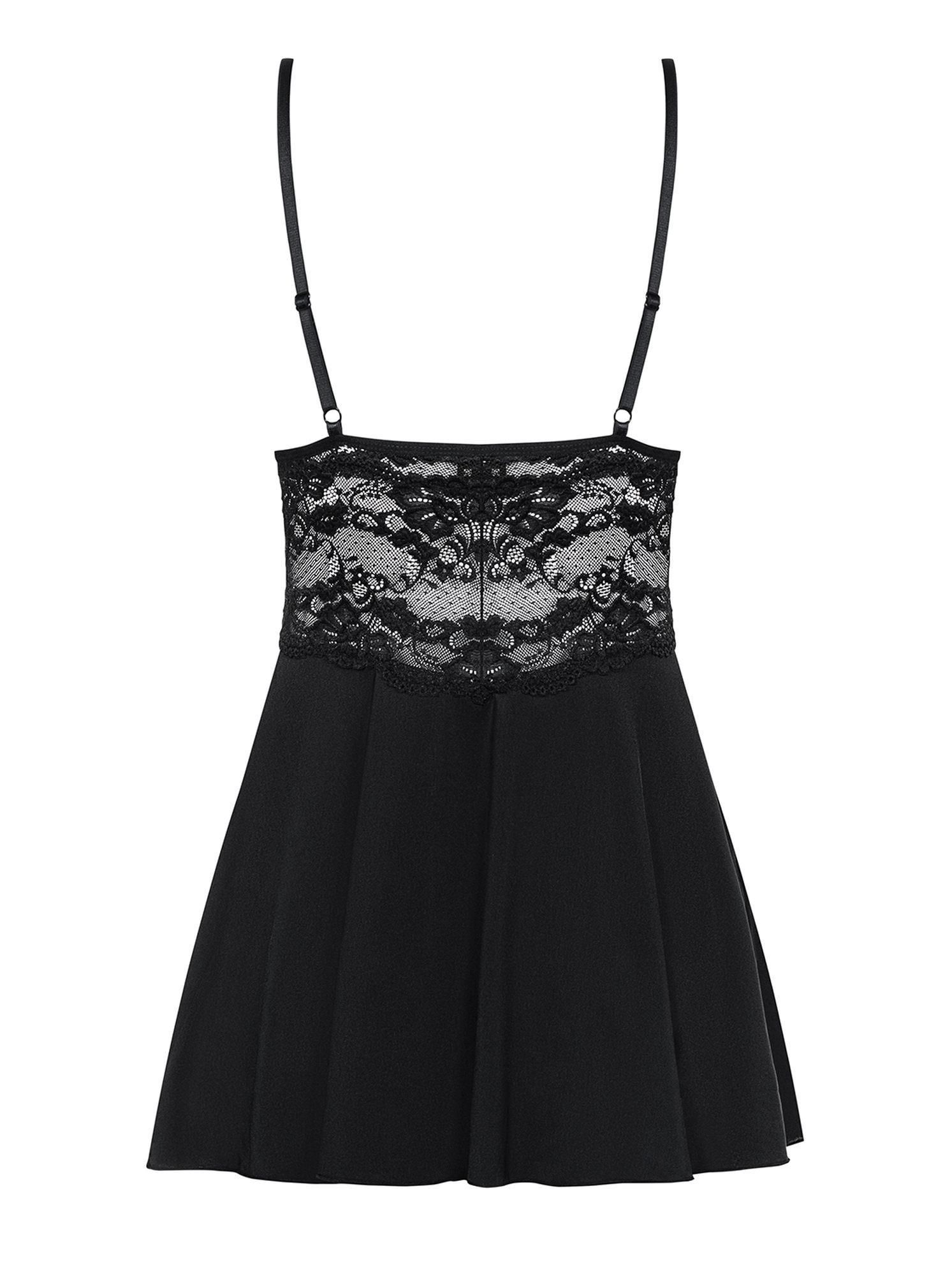 Seksowna koszulka babydoll & string Obsessive 810-BAB-1 L/XL (czarny)