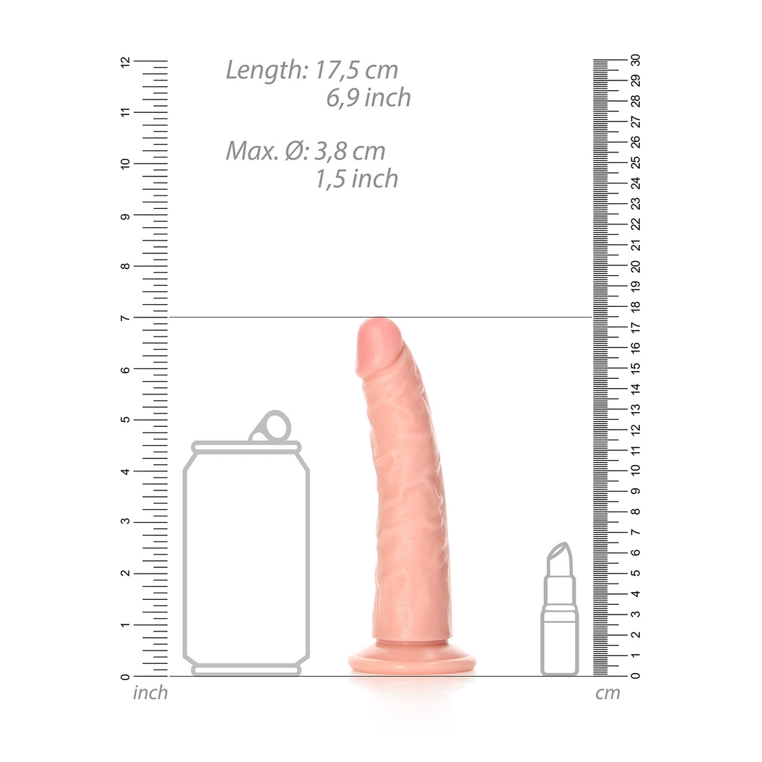 Dildo RealRock Slim Realistic 6", 17.5 cm (w kolorze cielistym)