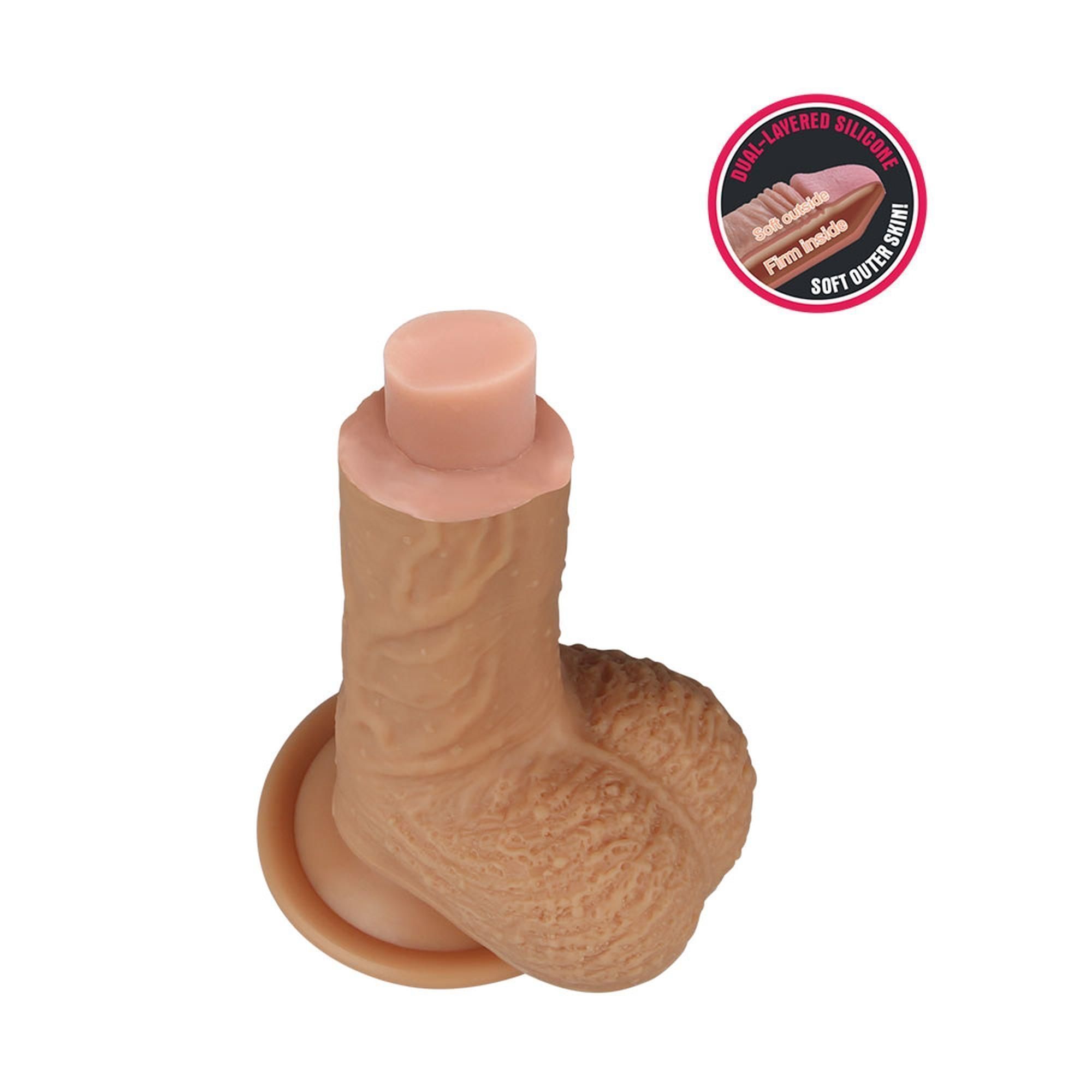 Реалистичный дилдо на присоске LoveToy Dual-Layered, 22 см (телесный)