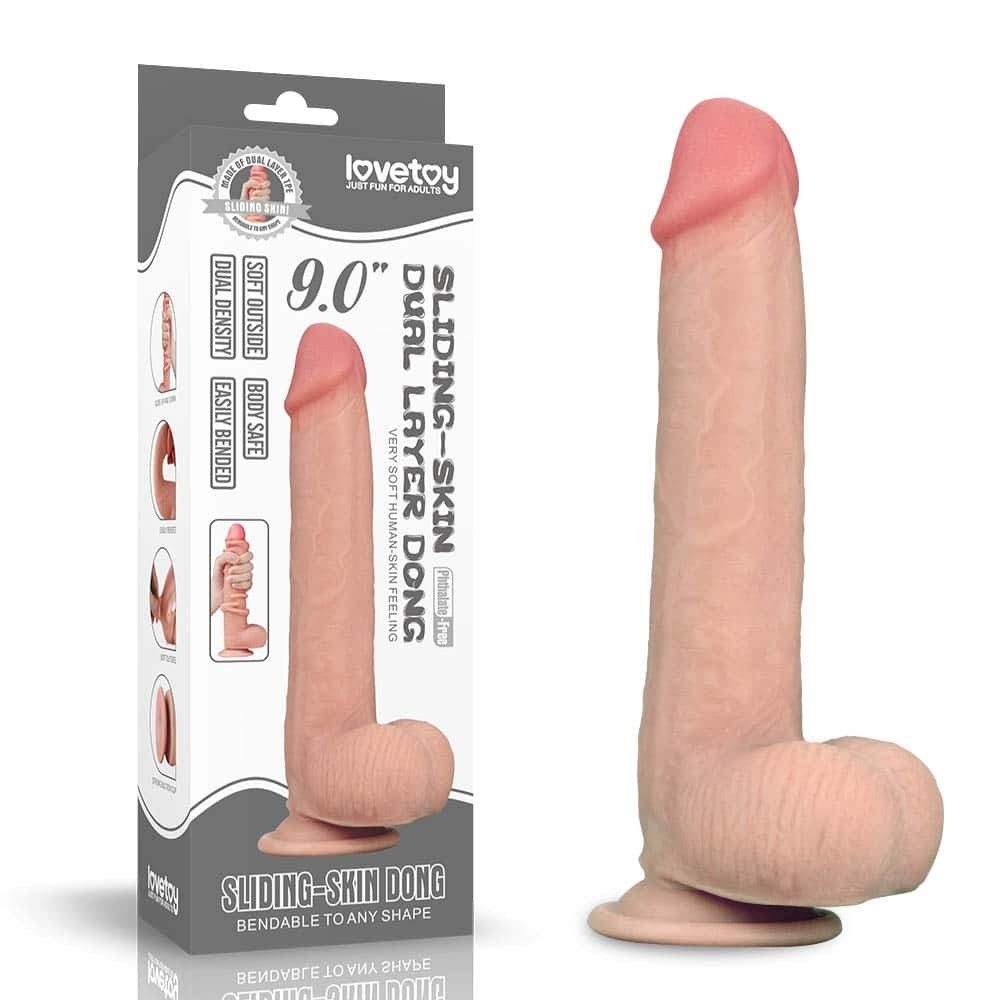 Фаллоимитатор LoveToy Sliding-Skin Dual Layer Dong 9" Flesh, 23 см (телесный)
