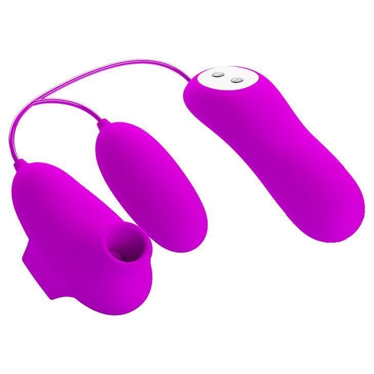 Вібратор з вакуумним стимулятором клітора Pretty Love Suction & Vibro Bullets (рожевий)