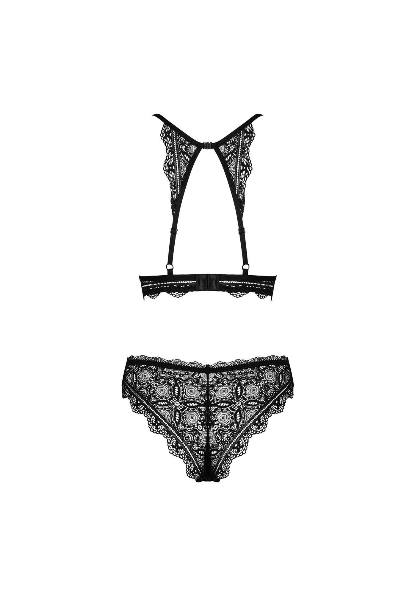 Комплект белья Obsessive Renelia, S/M (черный)