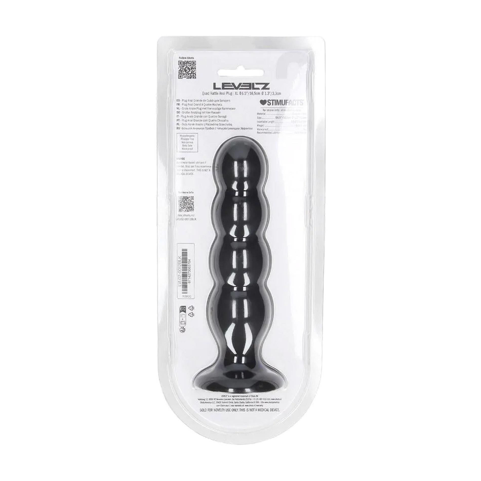 Korek analny Levelz Quad Rattle Liquid, 16.5 cm (czarny)