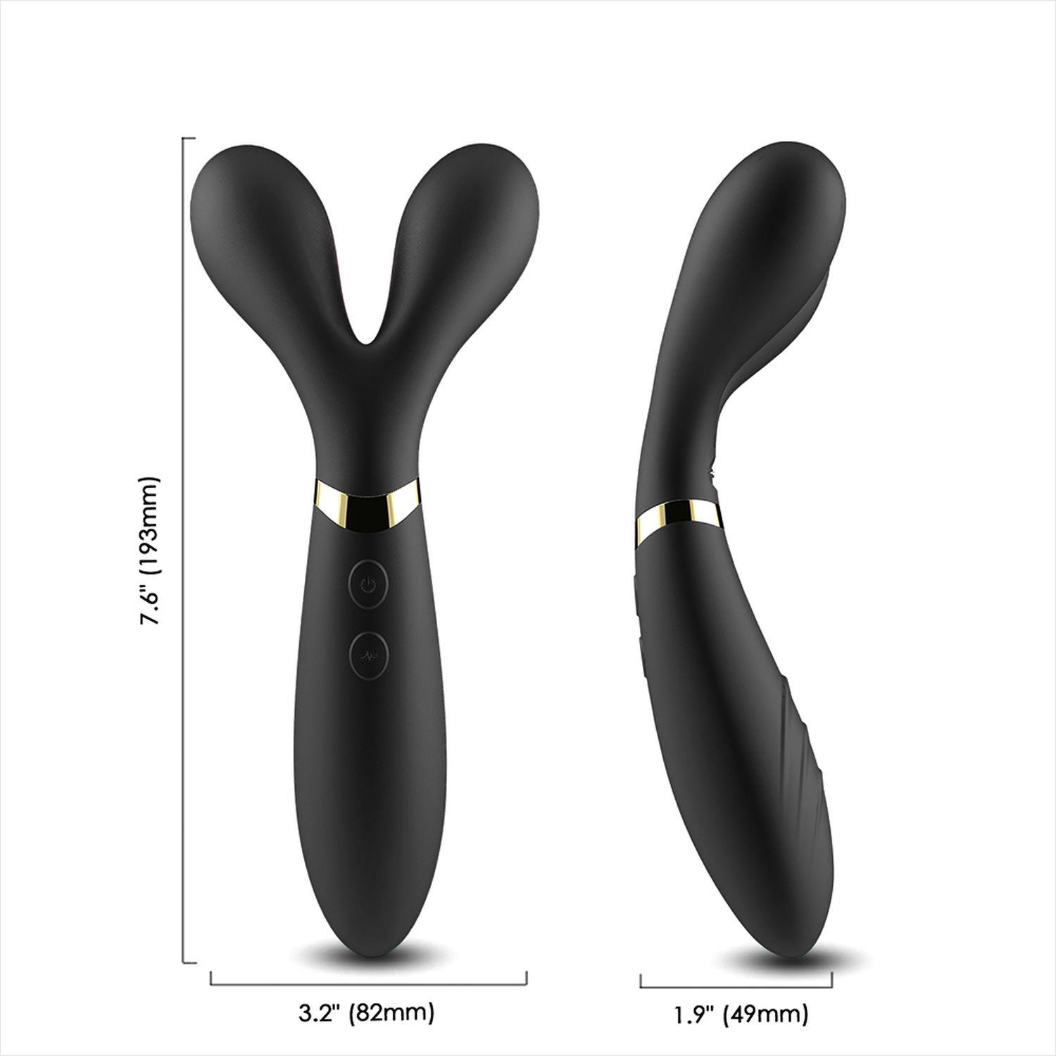 B - Series Joy Y-Wand - Wibrator-królik B -, Czarny, 19.2 cm