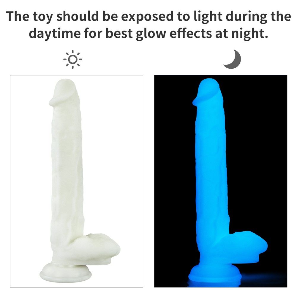 Неоновый фаллоимитатор LoveToy Lumino Play, 26,9 см (голубой)