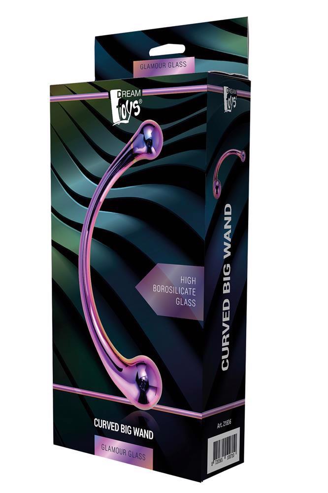 Двухсторонний фаллоимитатор Glamour Glass Curved Big Wand, 21 см (мульти)