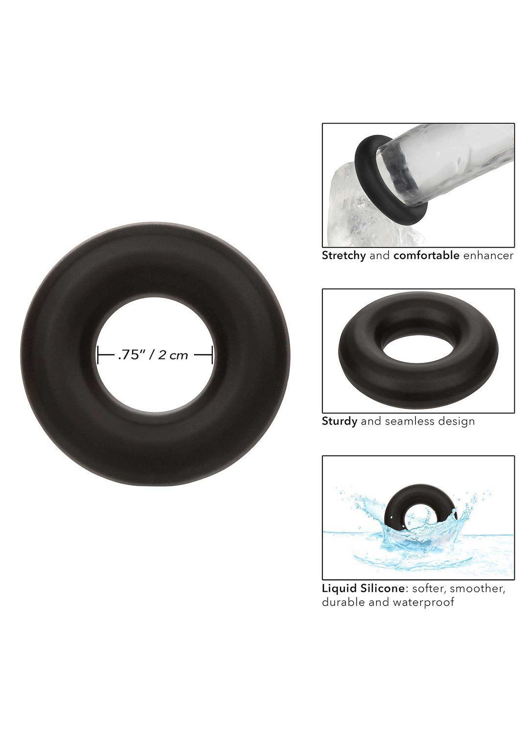 Pierścień erekcyjny Calexotics Alpha Prolong Medium, 2 cm (czarny)