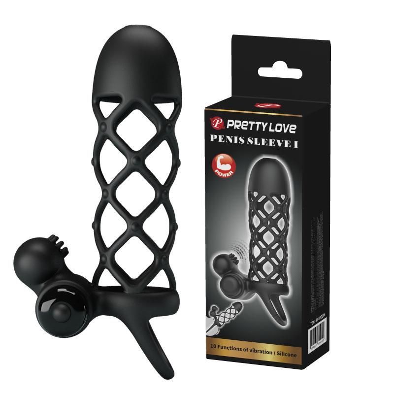 Насадка на пенис Pretty Love Vibro Penis Sleeve I, 13.5 см (черный)