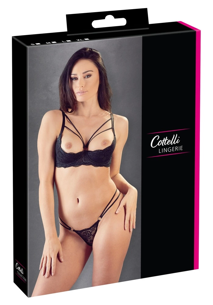 Комплект белья Cottelli Lingerie Shelf Bra Lace, 75B/S (черный)
