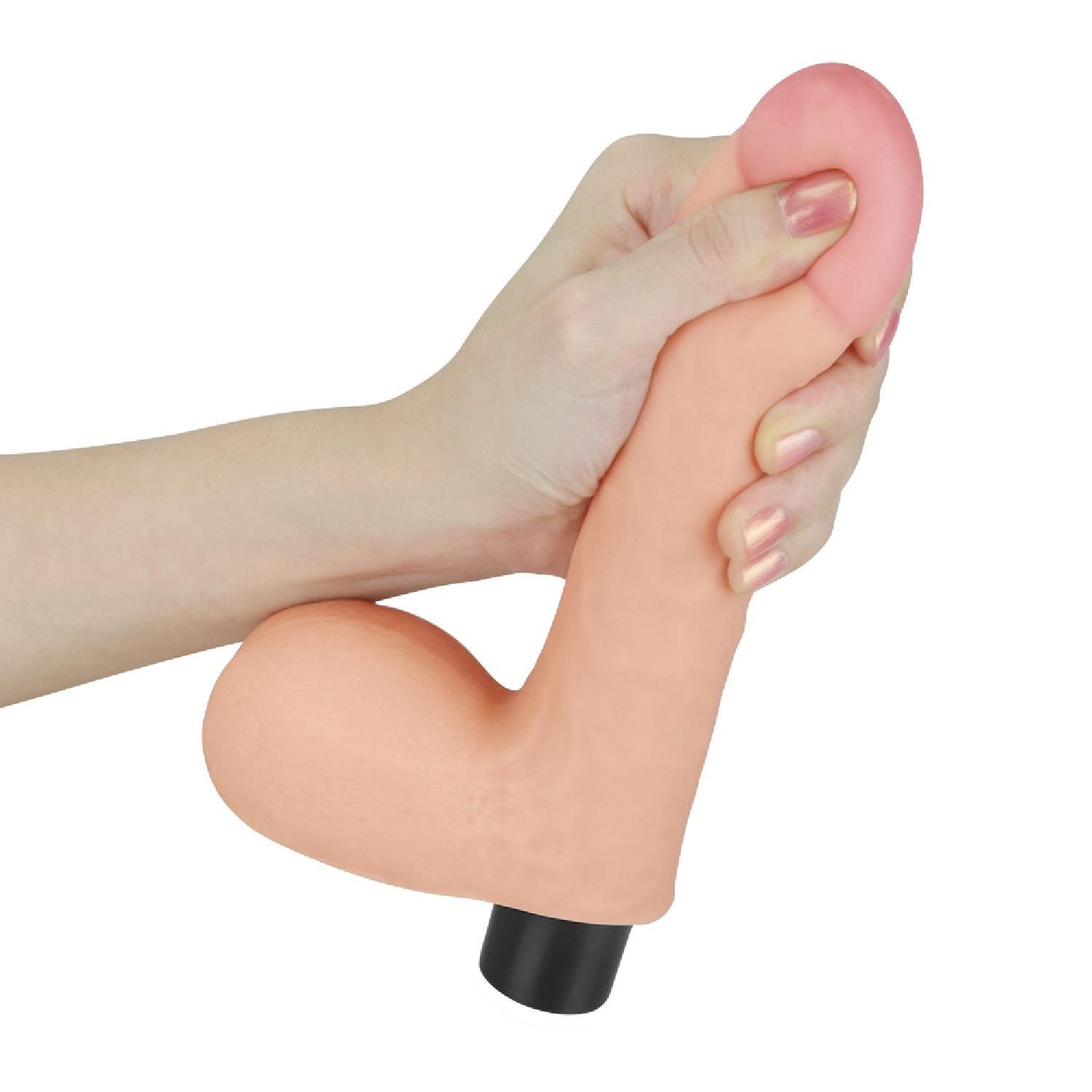 Реалістичний вібратор Real Softee Vibrator With Balls Flesh, 17 см (тілесний)