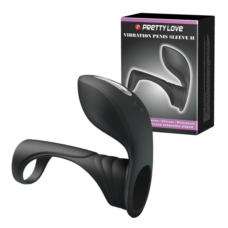 Насадка на пеніс Pretty Love Vibration Penis Sleeve II, 9 см (чорний)