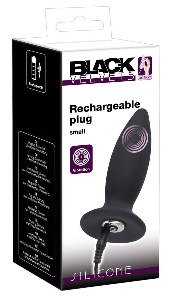 Korek analny Black Velvets Rechargeable Plug Small, 11 cm (czarny)