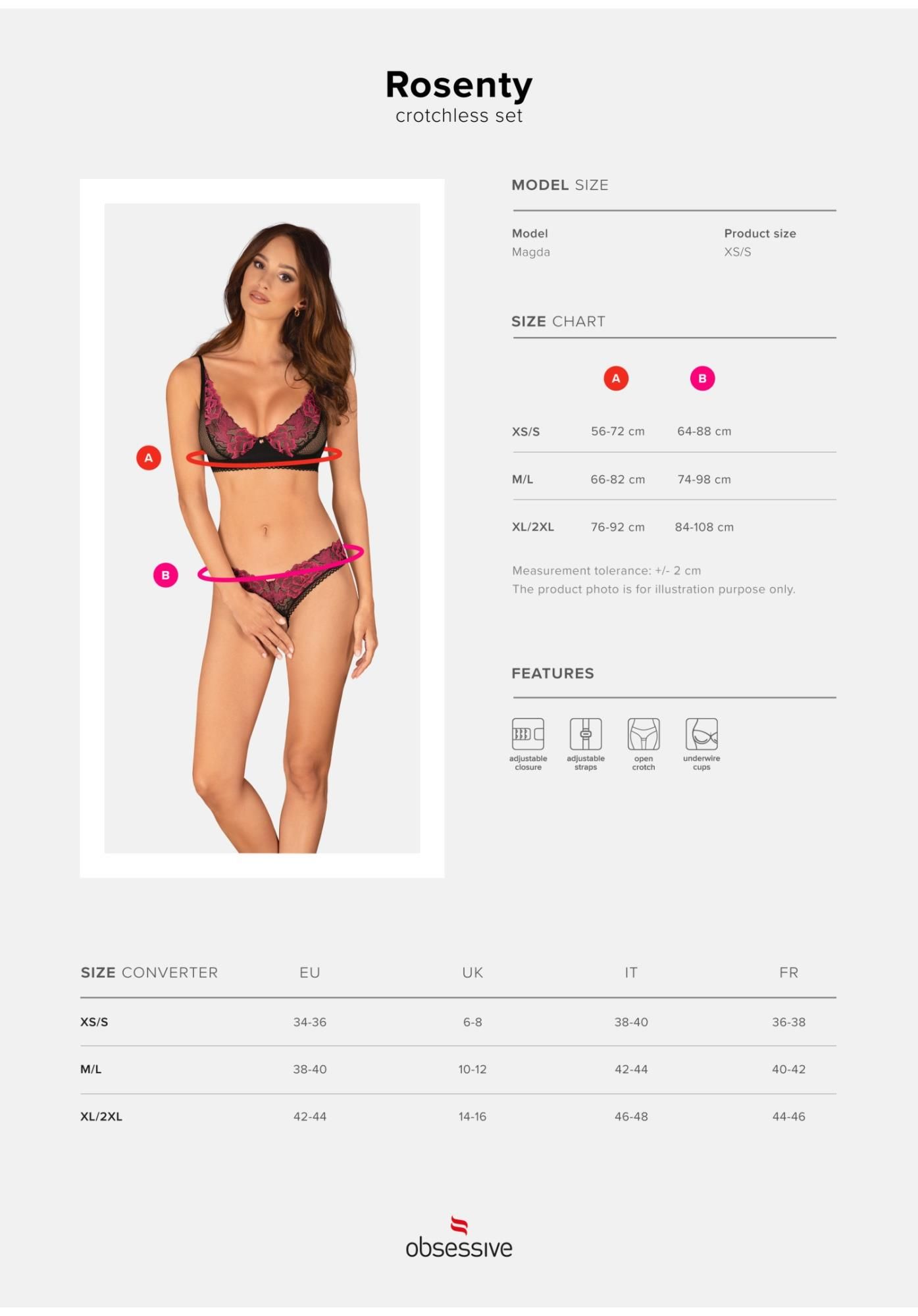 Комплект Obsessive Rosenty otwarty, M/L (черный)