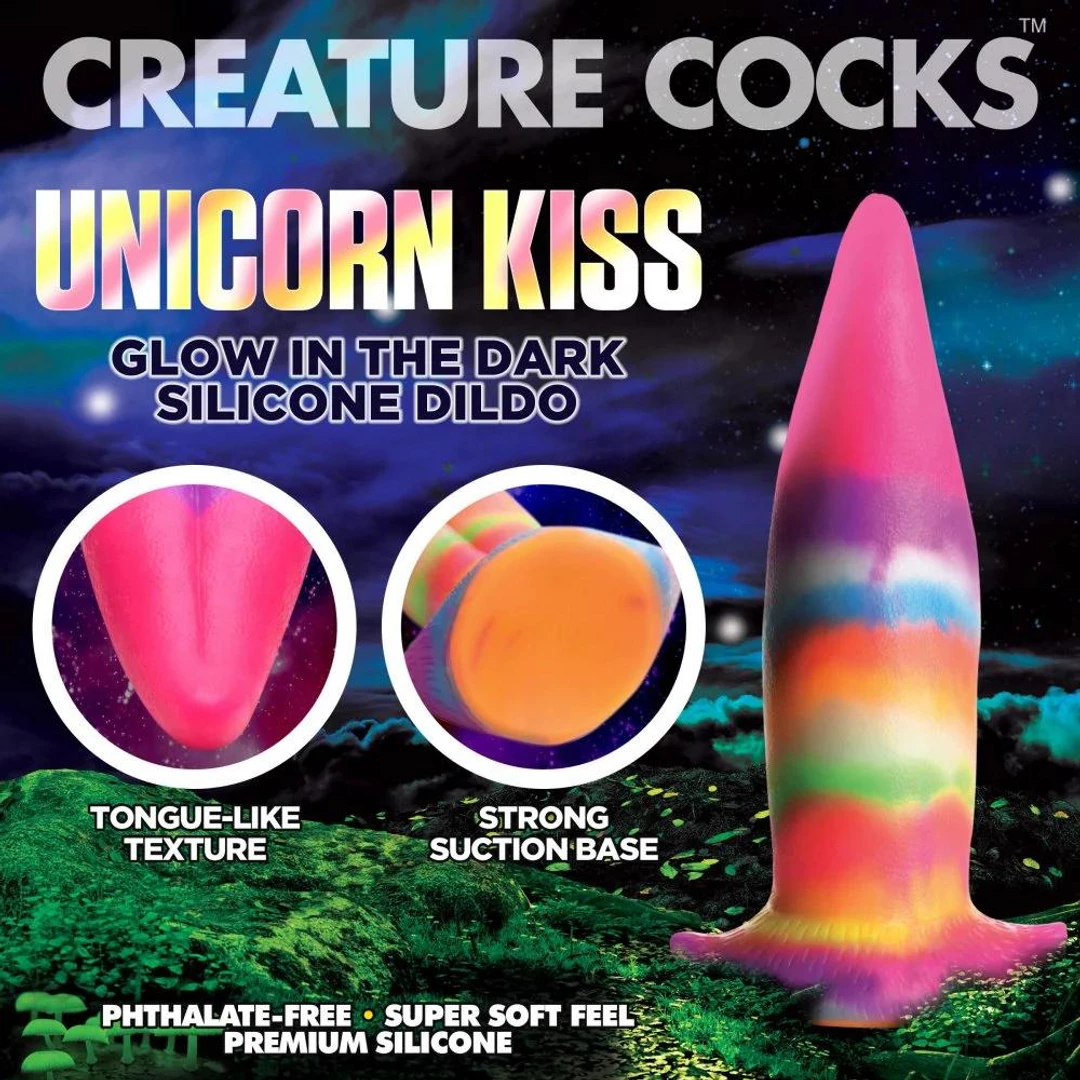 Фаллоимитатор Creature Cocks Unicorn Kiss Glow-In-The-Dark, 21,3 см (мульти)