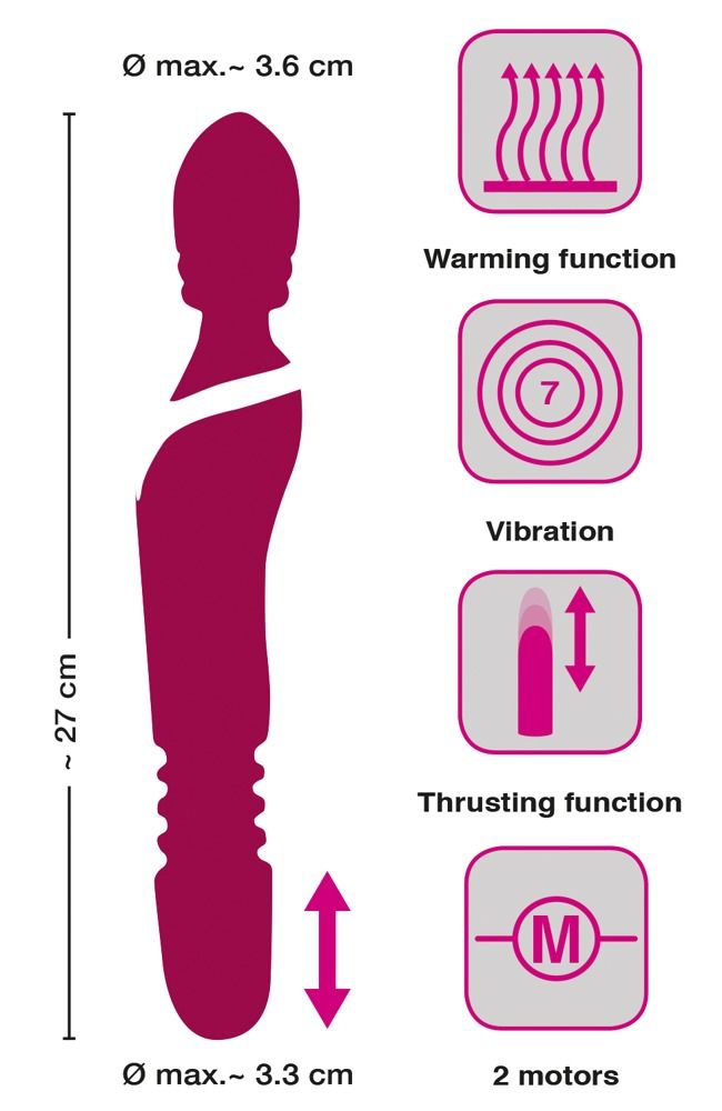 Вибратор Javida Warming & Thrusting Vibe, 27 см (розовый)