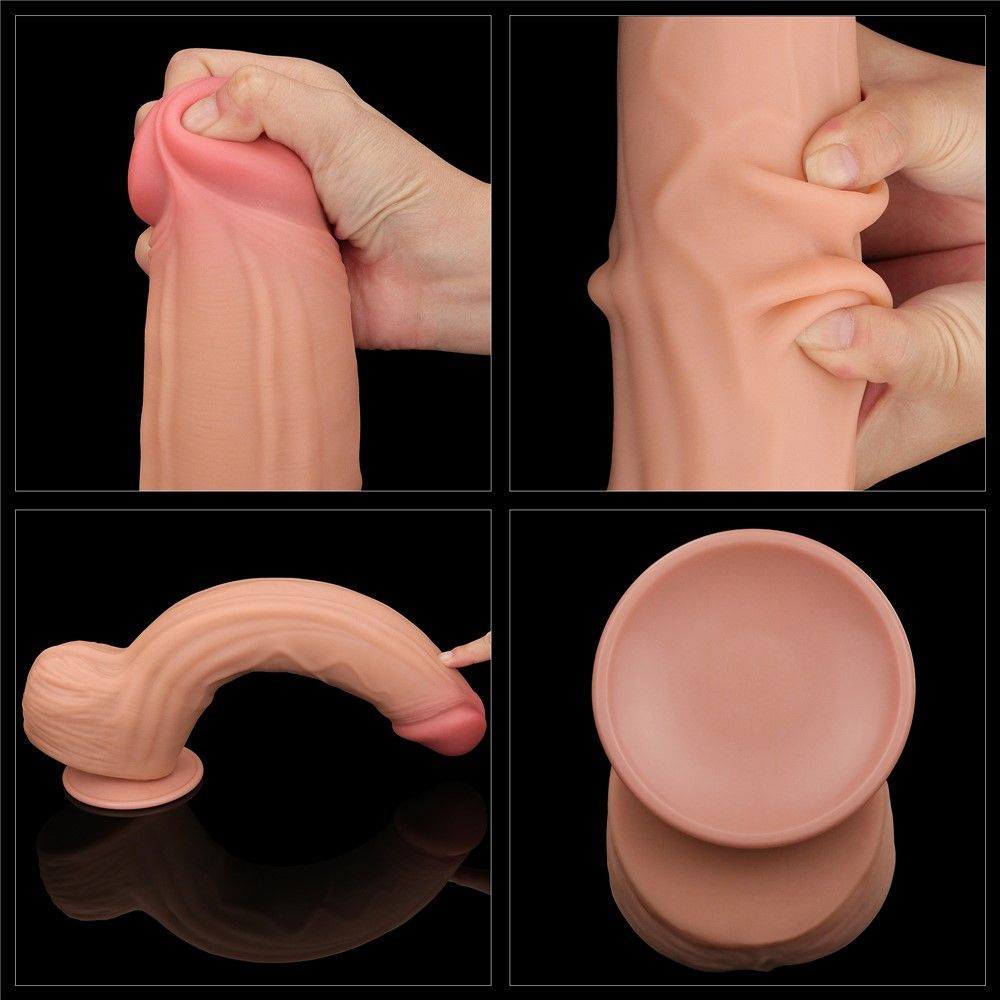 Фалоімітатор LoveToy Sliding-Skin Dual Layer Dong King Sized, 31 см (тілесний)