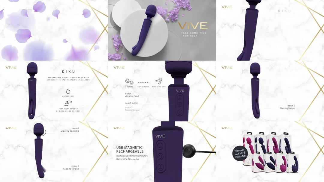 Вибратор Vive Kiku, 25.2 см (фиолетовый)