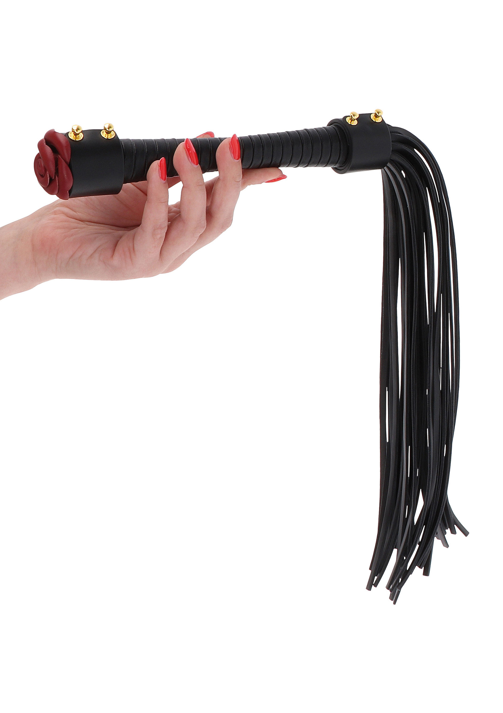 Flogger Taboom Wild Roses Whip, 55 cm (czarny)
