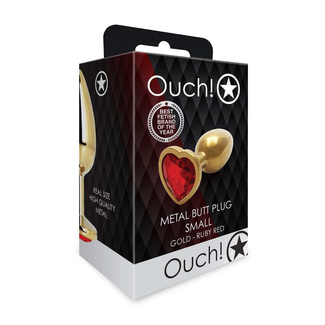 Анальная пробка Ouch! Heart Gem Butt Plug S, 6.2 см (золотистый)