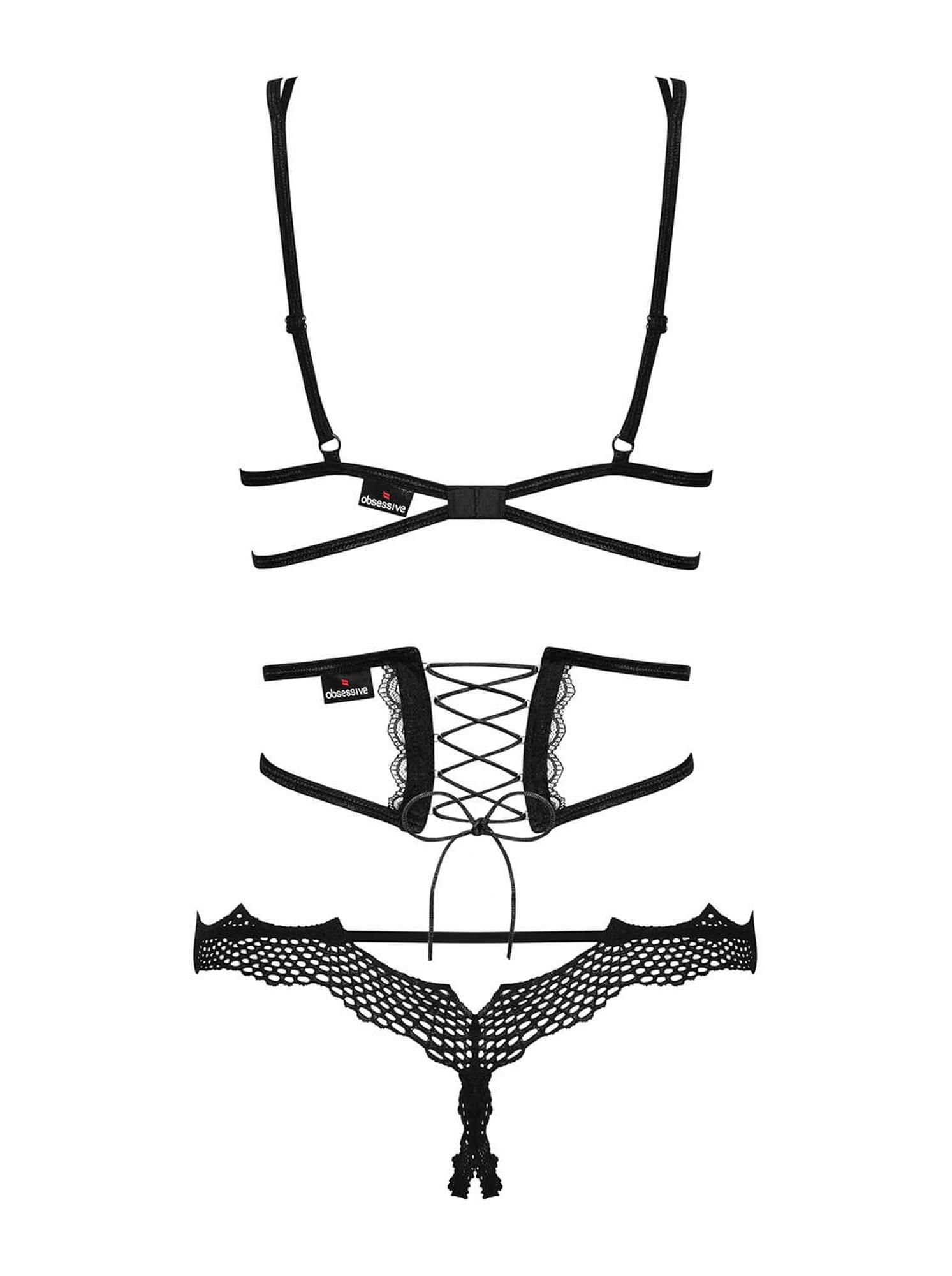 Комплект белья Obsessive Bravelle, L/XL (черный)