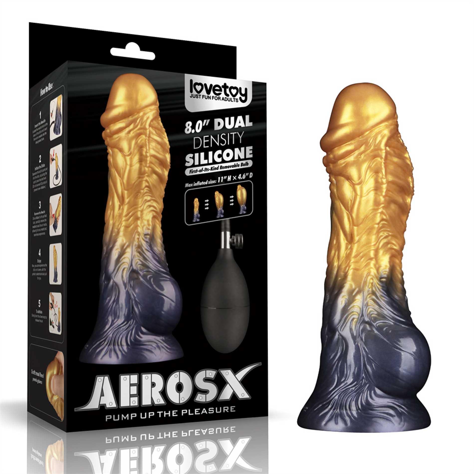 Фаллоимитатор Lovetoy Dual Density 8’’, 21 см (золотой)