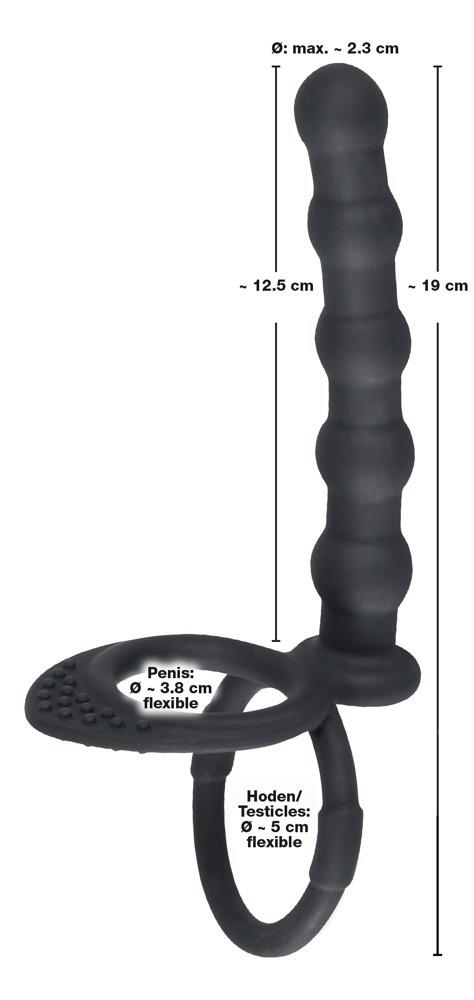 Korek analny z pierścieniem erekcyjnym Black Velvets Cock And Ball Ring, 19 cm (czarny)