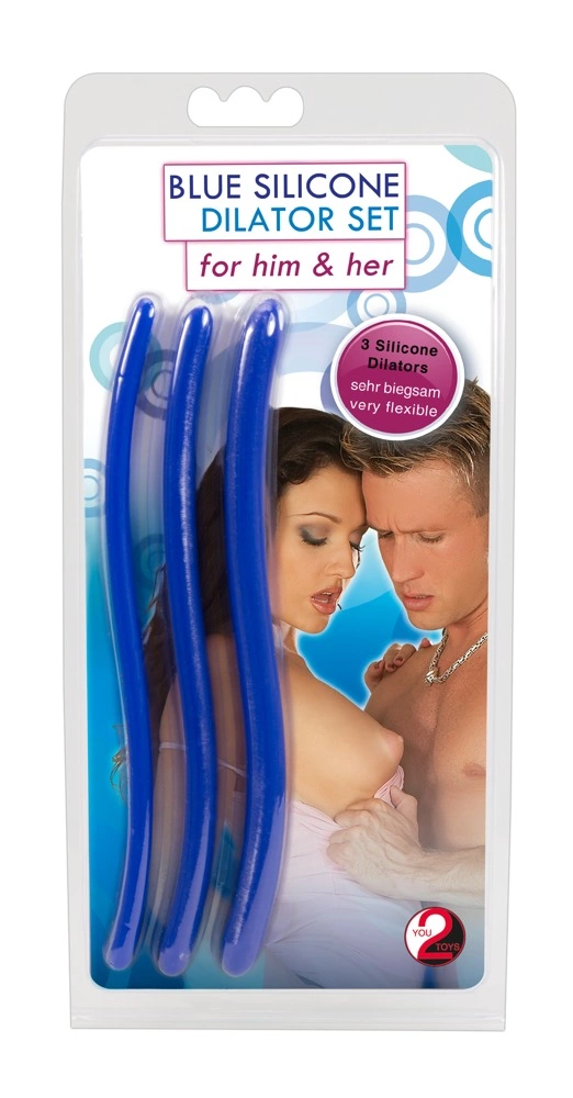 Набор уретральных вставок Blue Silicone Dilator, 3 шт (синий)