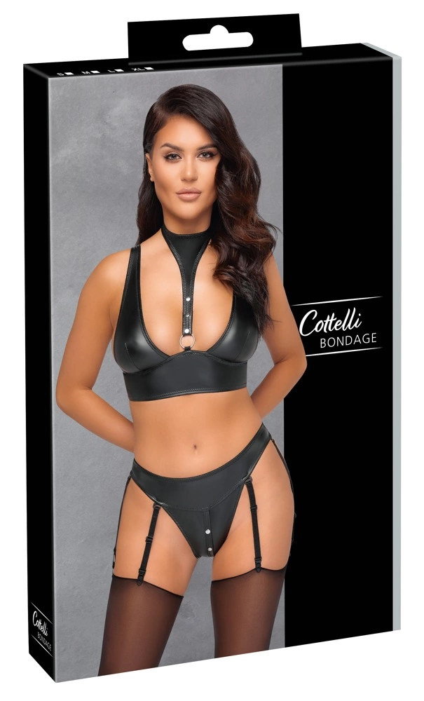 Комплект белья Cottelli Bondage Bra Set, M (черный)
